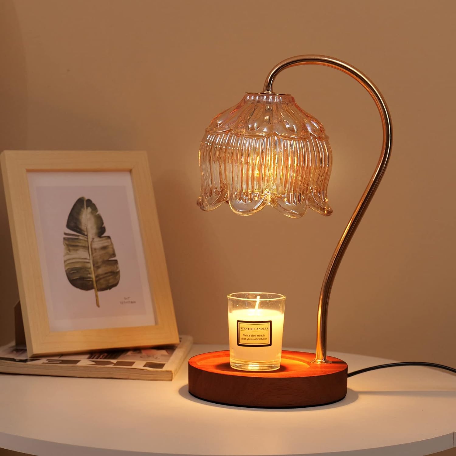 GEEZO Fragrance Candle Warmer Lamp，Electric Candle Warmer with Timer &amp; Dimmer，Mom Christmas Birthday Gifts for Women, House Warming Gifts New Home Bedroom Decor