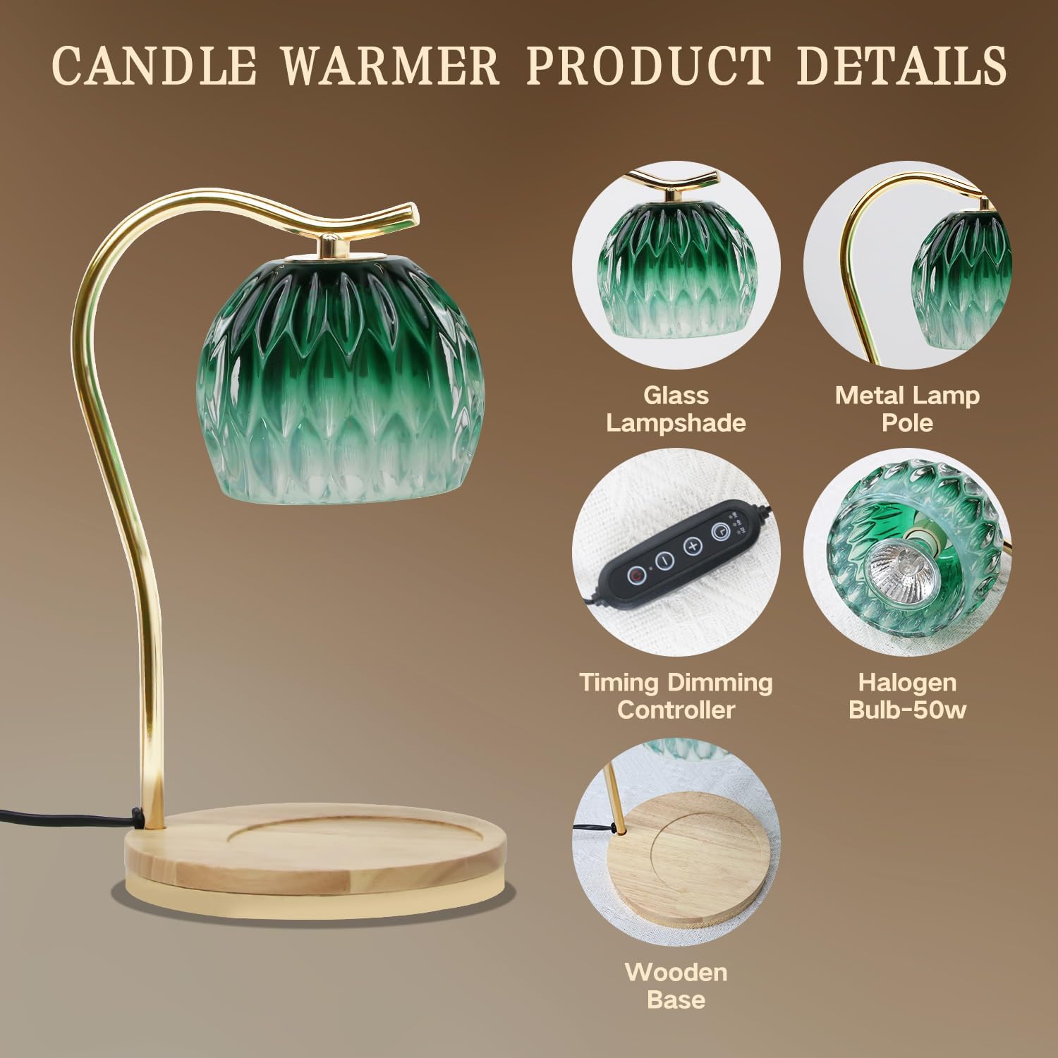 GEEZO Fragrance Candle Warmer Lamp，Electric Candle Warmer with Timer &amp; Dimmer，Mom Christmas Birthday Gifts for Women, House Warming Gifts New Home Bedroom Decor