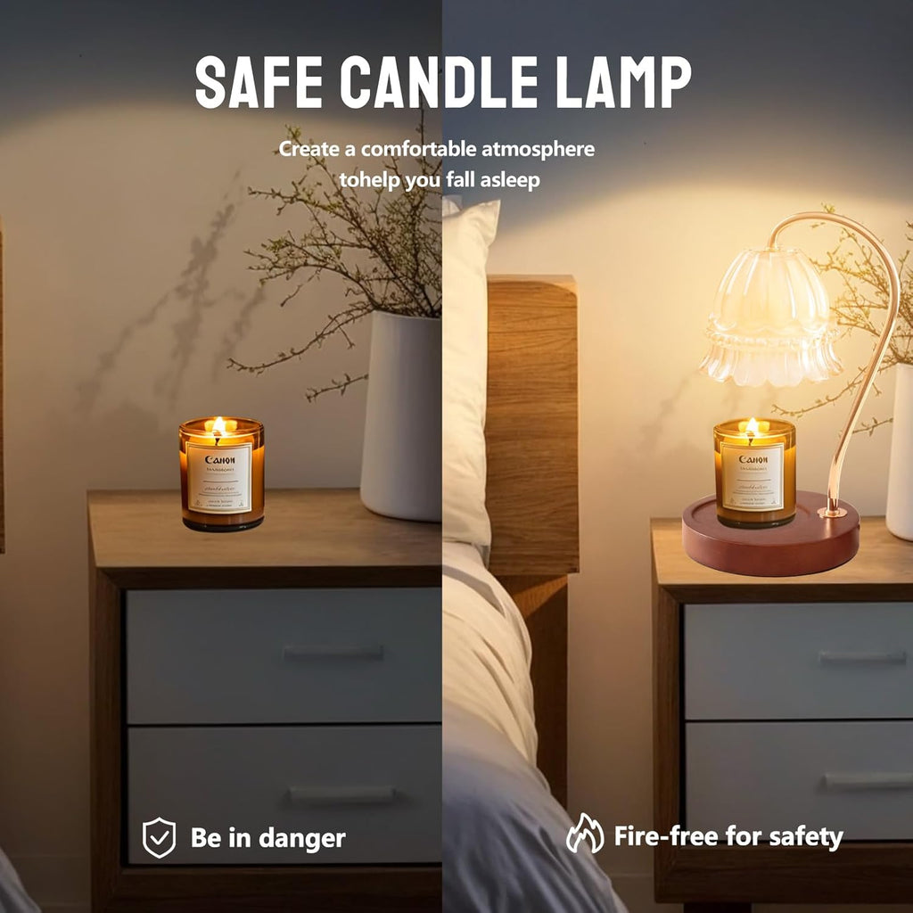 GEEZO Fragrance Candle Warmer Lamp，Electric Candle Warmer with Timer &amp; Dimmer，Mom Christmas Birthday Gifts for Women, House Warming Gifts New Home Bedroom Decor