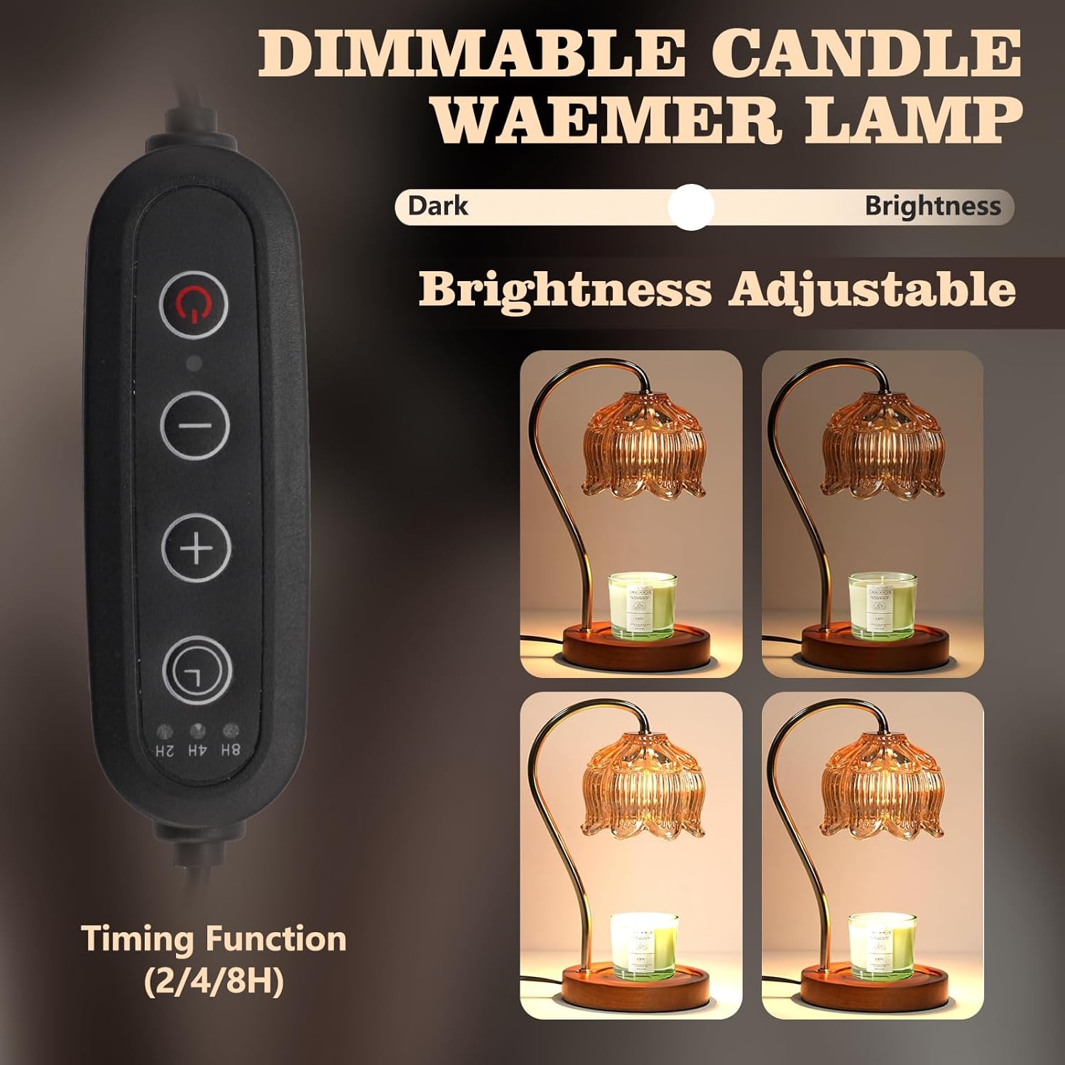 GEEZO Fragrance Candle Warmer Lamp，Electric Candle Warmer with Timer &amp; Dimmer，Mom Christmas Birthday Gifts for Women, House Warming Gifts New Home Bedroom Decor