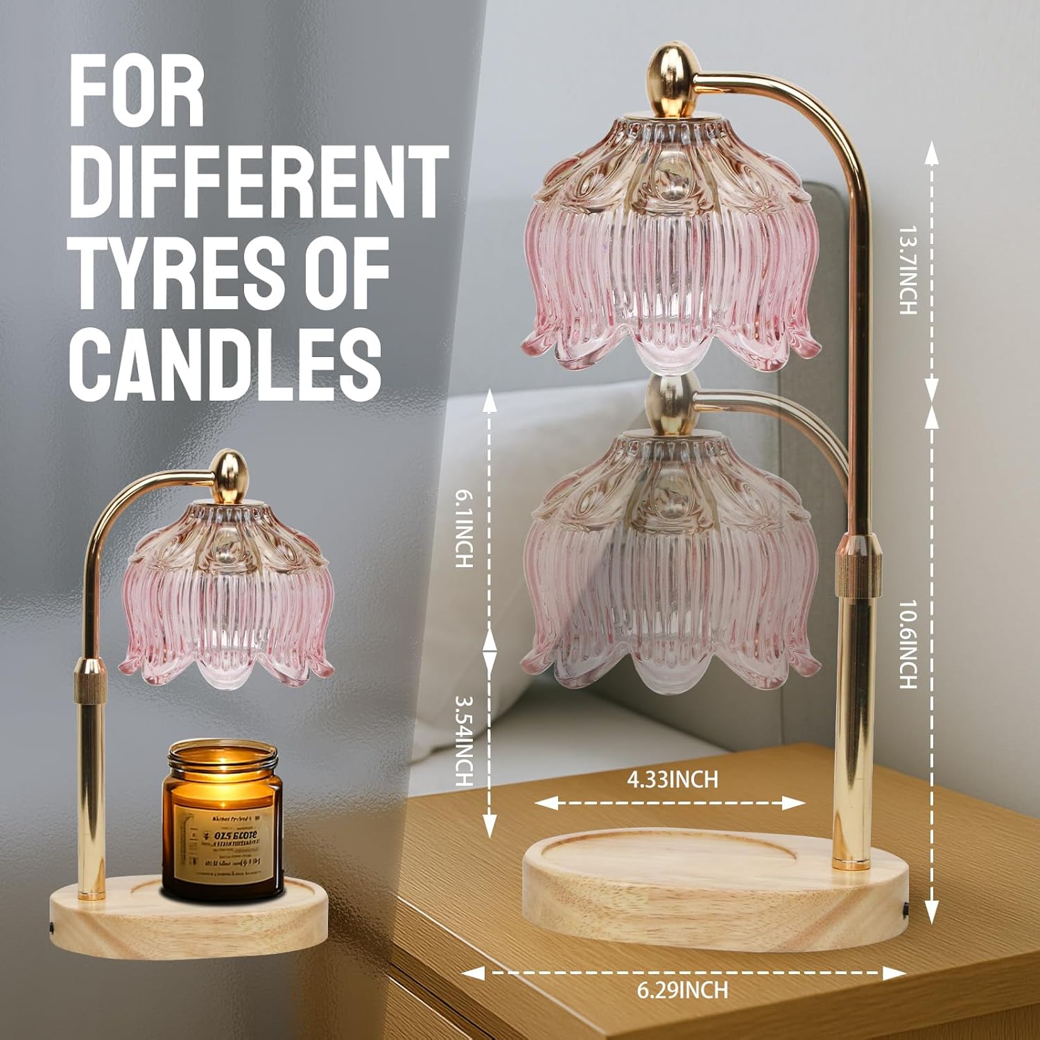 GEEZO Fragrance Candle Warmer Lamp，Electric Candle Warmer with Timer &amp; Dimmer，Mom Christmas Birthday Gifts for Women, House Warming Gifts New Home Bedroom Decor