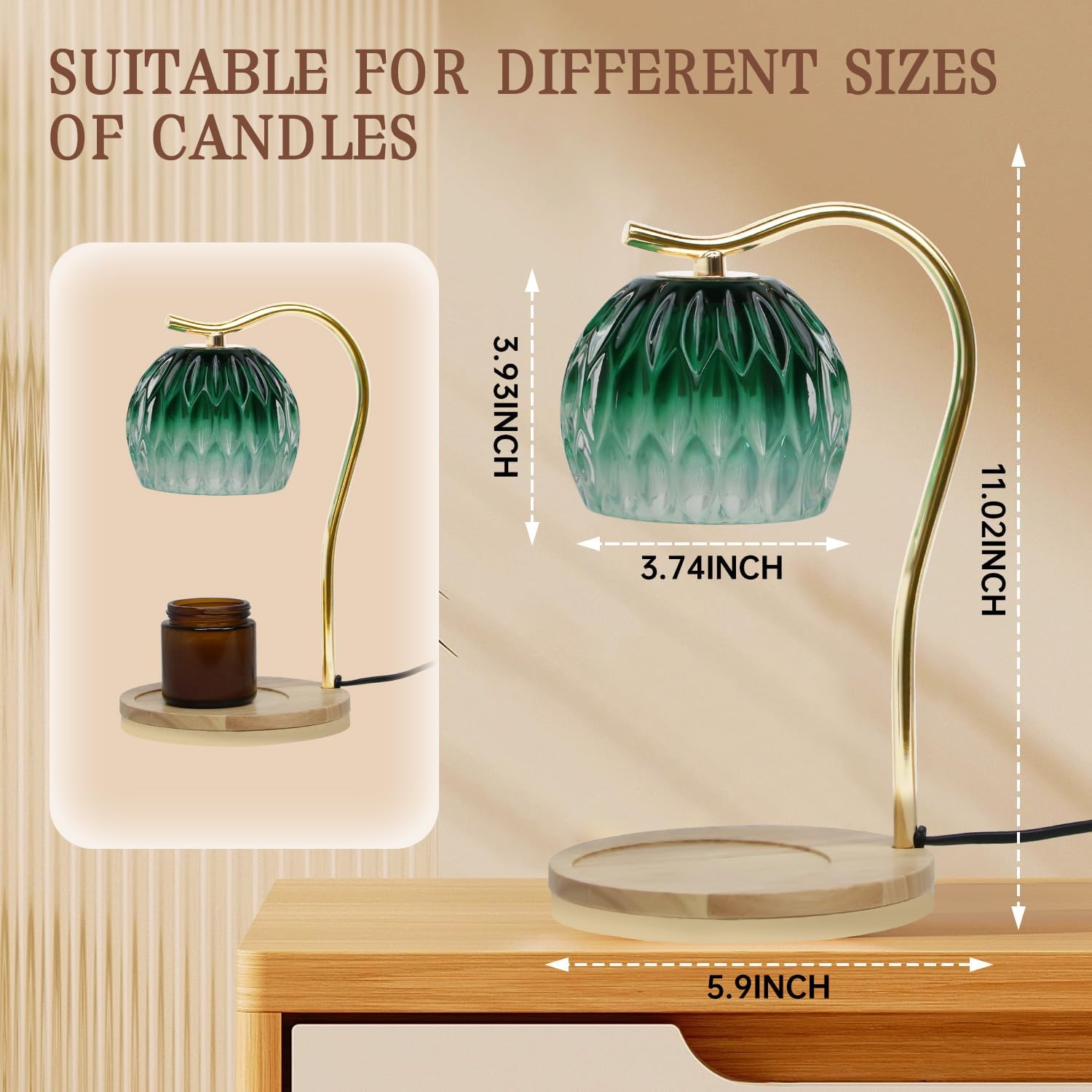 GEEZO Fragrance Candle Warmer Lamp，Electric Candle Warmer with Timer &amp; Dimmer，Mom Christmas Birthday Gifts for Women, House Warming Gifts New Home Bedroom Decor