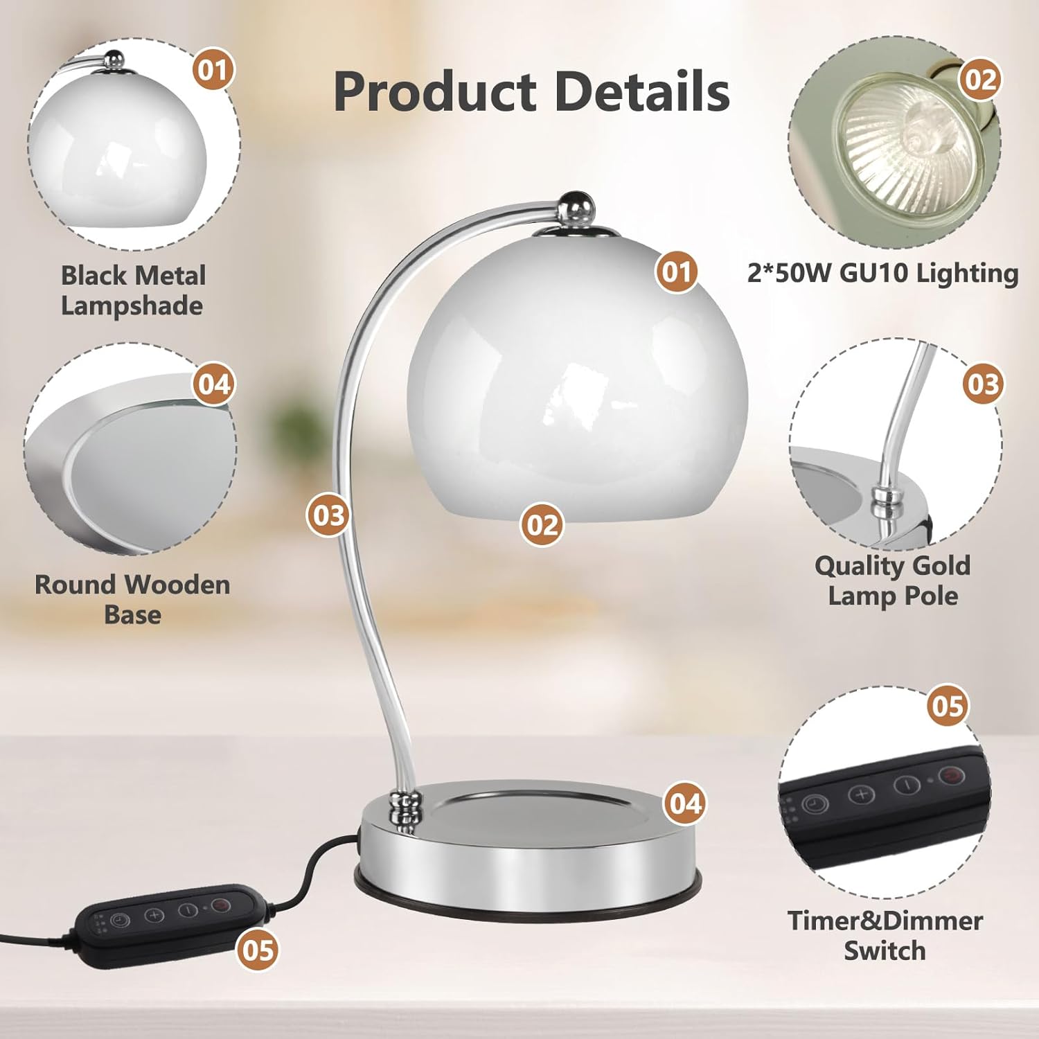 GEEZO Fragrance Candle Warmer Lamp，Electric Candle Warmer with Timer &amp; Dimmer，Mom Christmas Birthday Gifts for Women, House Warming Gifts New Home Bedroom Decor