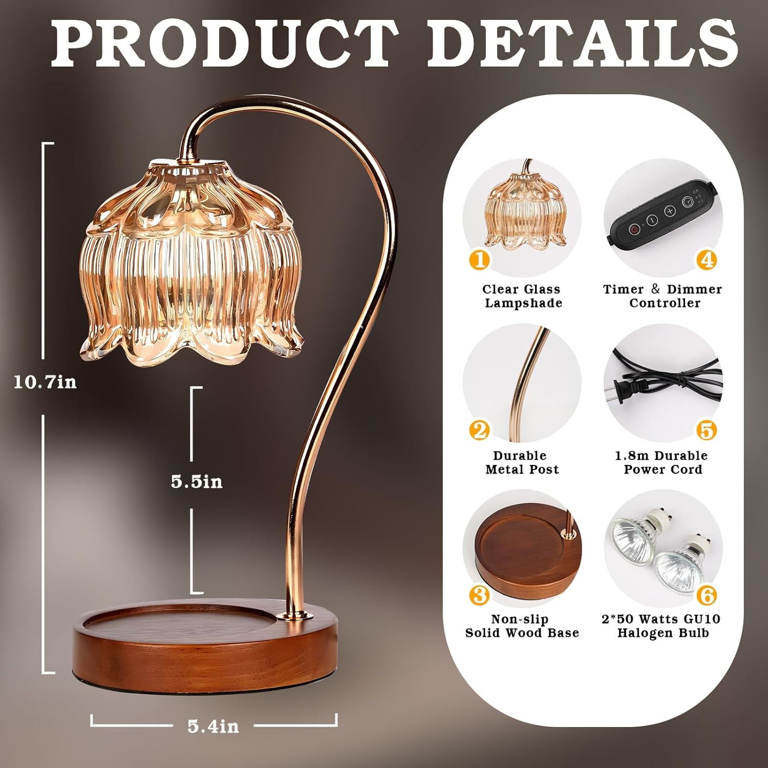GEEZO Fragrance Candle Warmer Lamp，Electric Candle Warmer with Timer &amp; Dimmer，Mom Christmas Birthday Gifts for Women, House Warming Gifts New Home Bedroom Decor