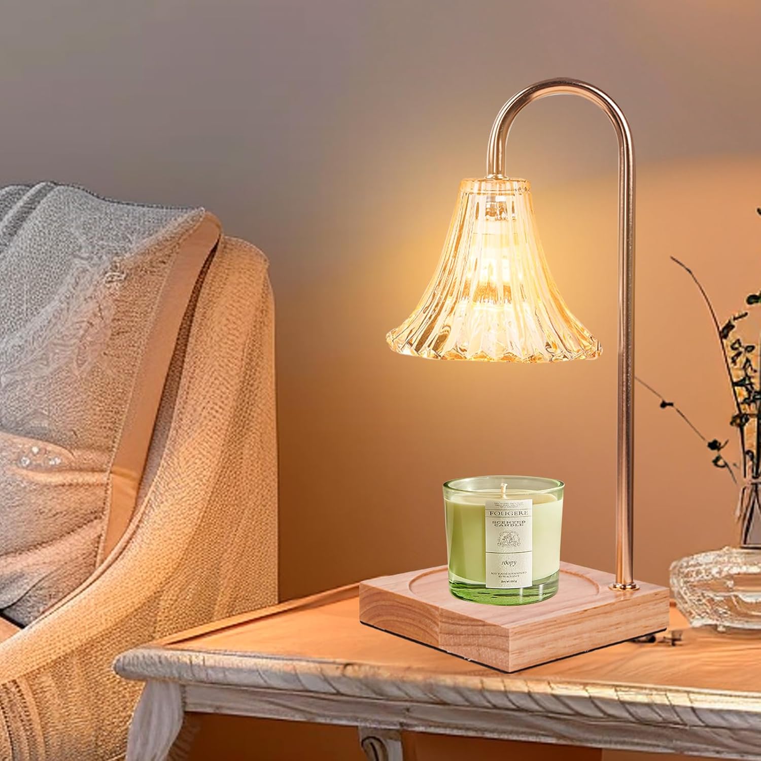 GEEZO Fragrance Candle Warmer Lamp，Electric Candle Warmer with Timer &amp; Dimmer，Mom Christmas Birthday Gifts for Women, House Warming Gifts New Home Bedroom Decor