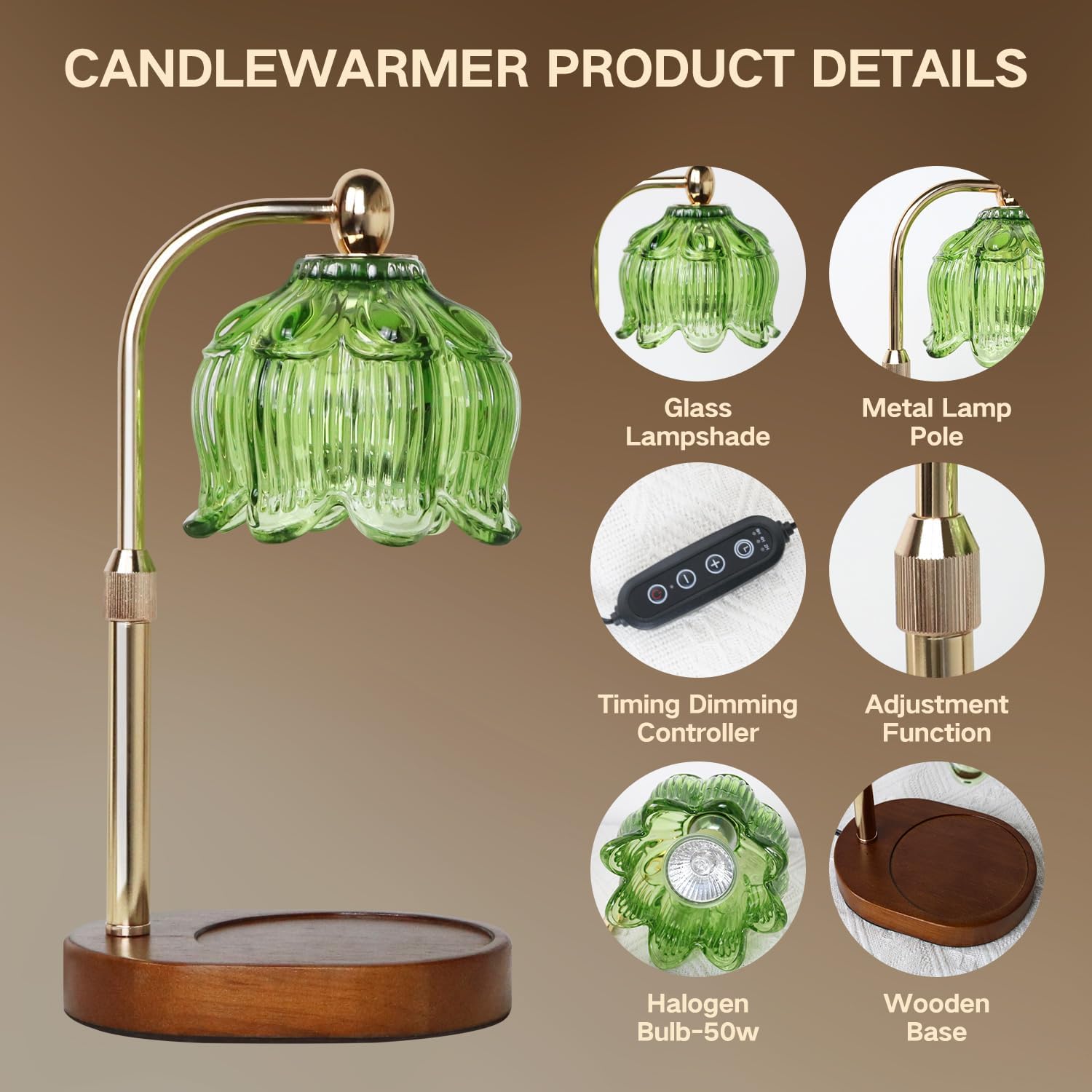 GEEZO Fragrance Candle Warmer Lamp，Electric Candle Warmer with Timer &amp; Dimmer，Mom Christmas Birthday Gifts for Women, House Warming Gifts New Home Bedroom Decor