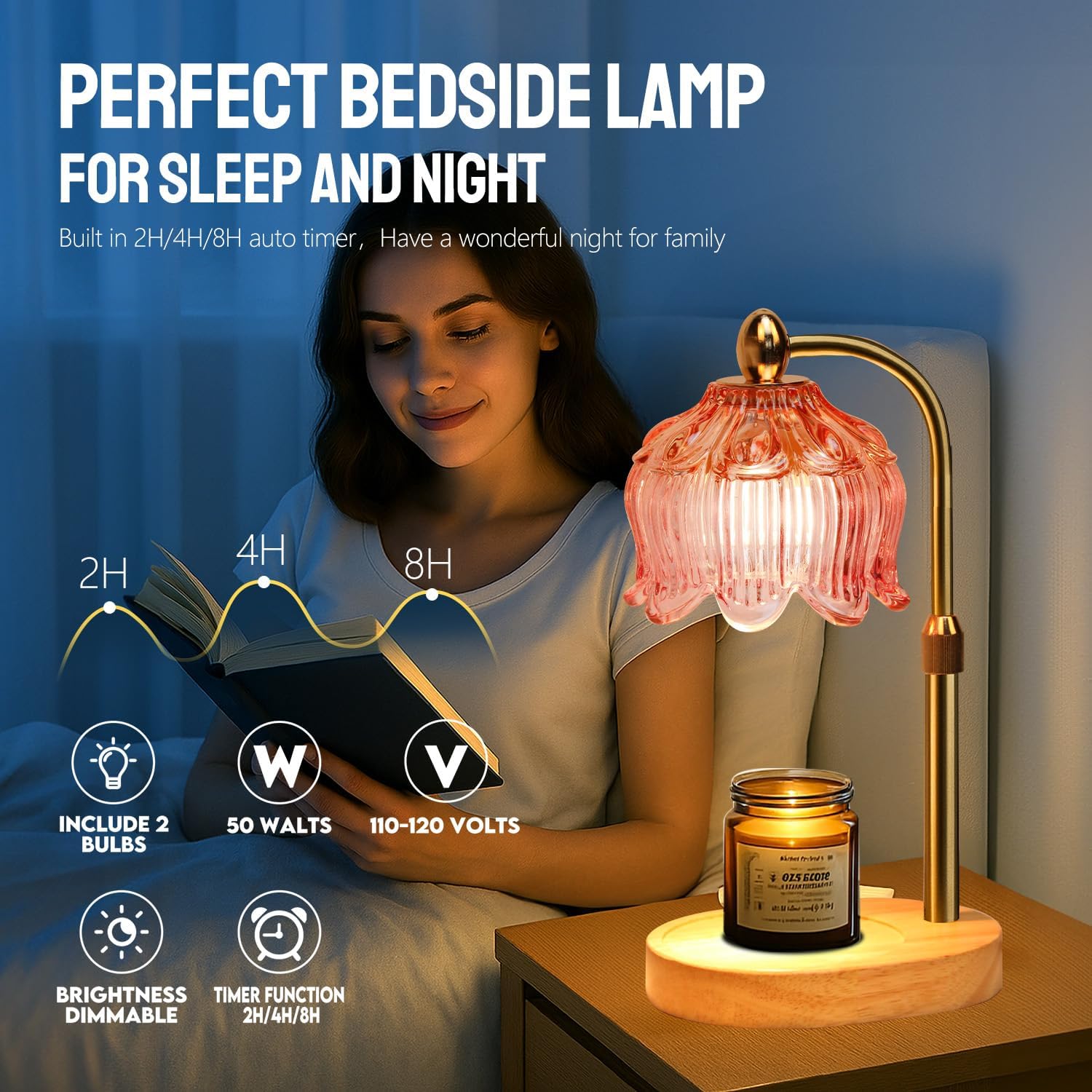 GEEZO Fragrance Candle Warmer Lamp，Electric Candle Warmer with Timer &amp; Dimmer，Mom Christmas Birthday Gifts for Women, House Warming Gifts New Home Bedroom Decor