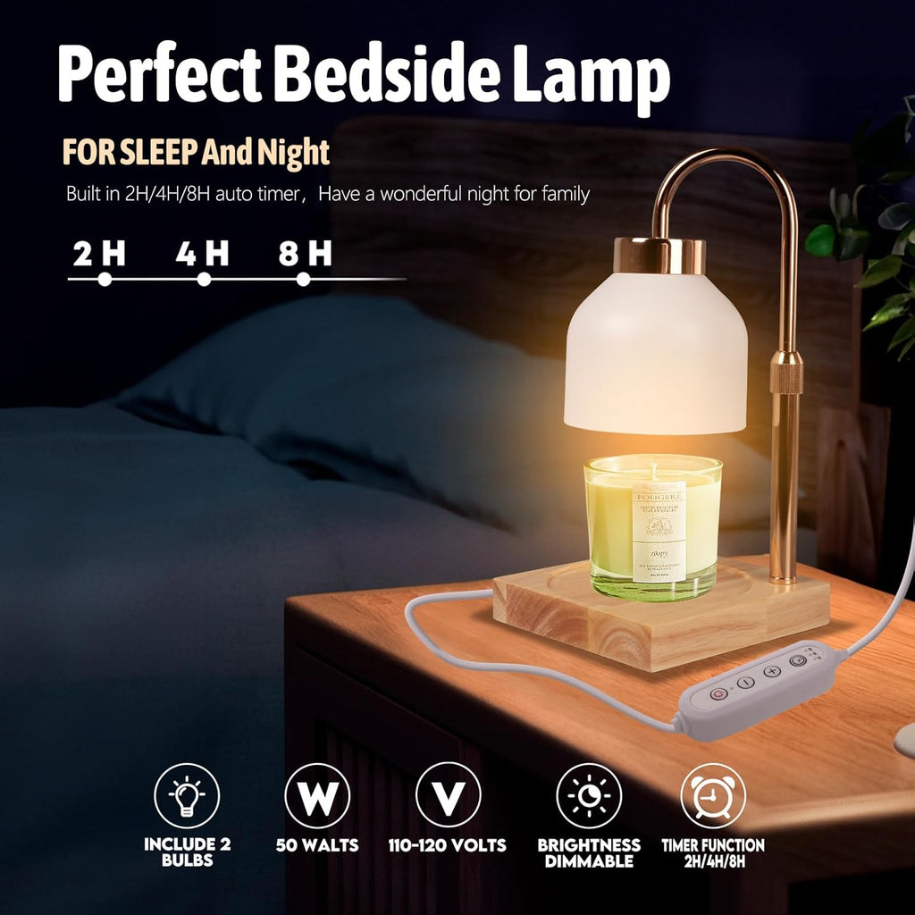 GEEZO Fragrance Candle Warmer Lamp，Electric Candle Warmer with Timer &amp; Dimmer，Mom Christmas Birthday Gifts for Women, House Warming Gifts New Home Bedroom Decor