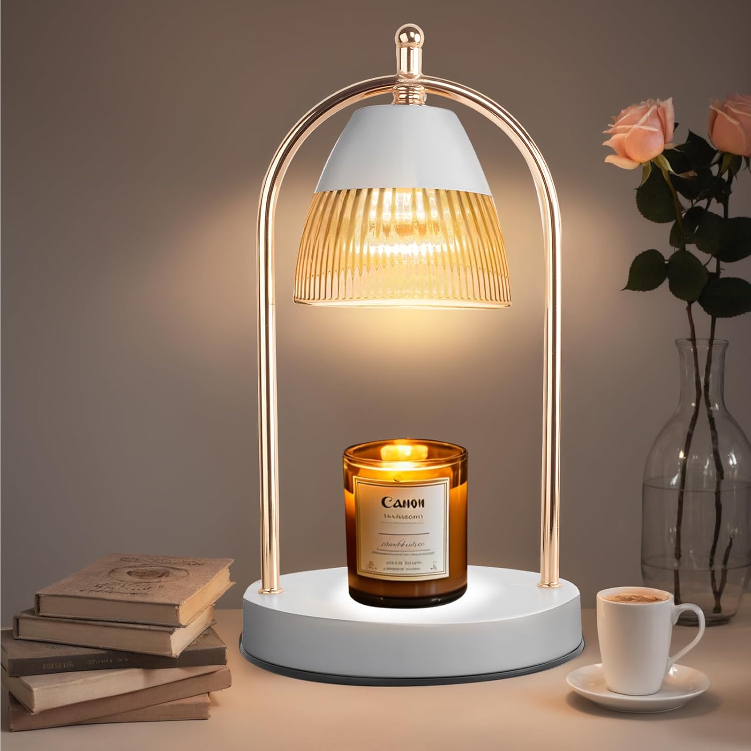 GEEZO Fragrance Candle Warmer Lamp，Electric Candle Warmer with Timer &amp; Dimmer，Mom Christmas Birthday Gifts for Women, House Warming Gifts New Home Bedroom Decor