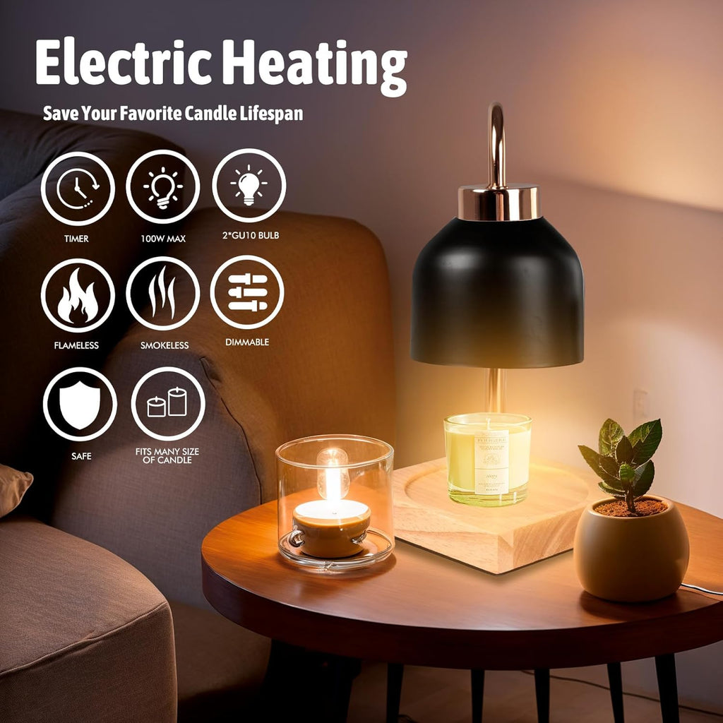 GEEZO Fragrance Candle Warmer Lamp，Electric Candle Warmer with Timer &amp; Dimmer，Mom Christmas Birthday Gifts for Women, House Warming Gifts New Home Bedroom Decor