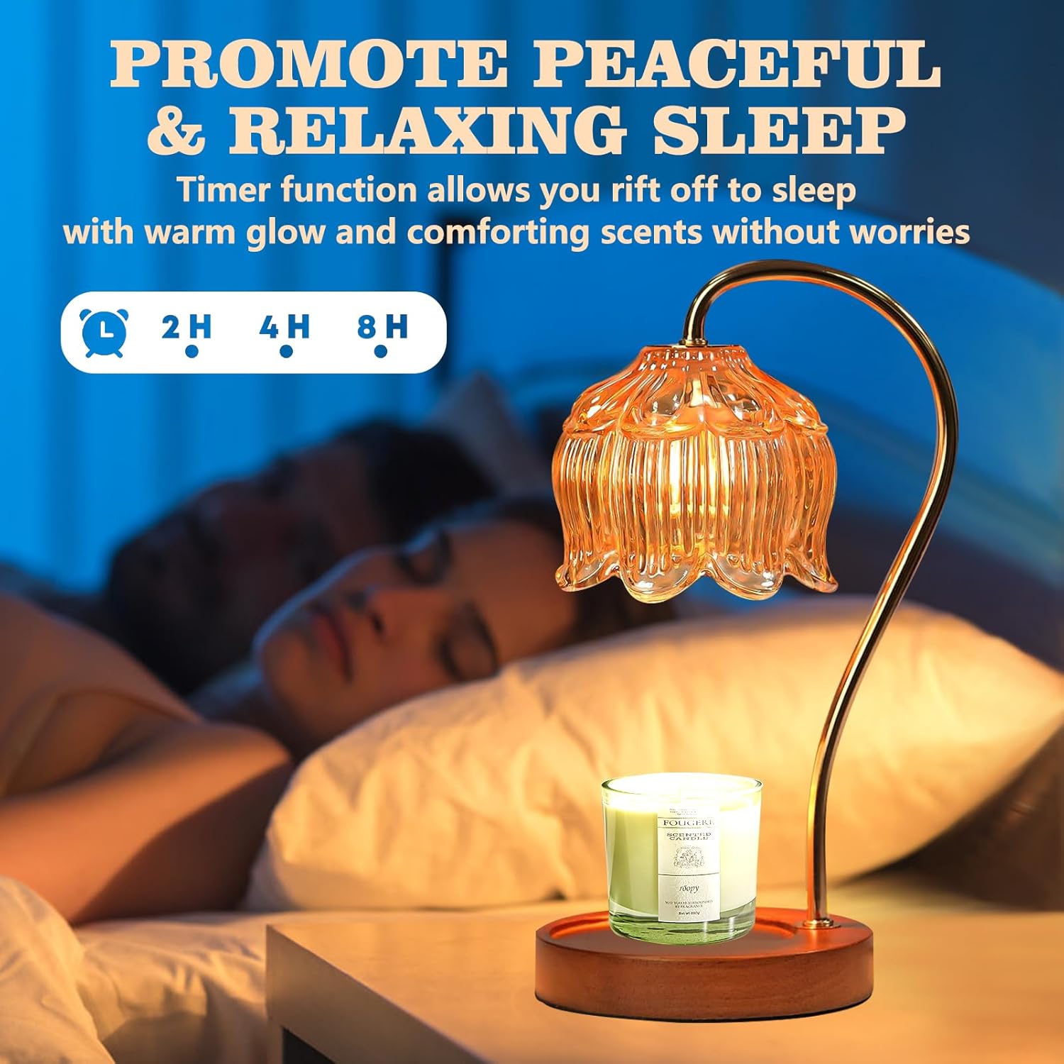 GEEZO Fragrance Candle Warmer Lamp，Electric Candle Warmer with Timer &amp; Dimmer，Mom Christmas Birthday Gifts for Women, House Warming Gifts New Home Bedroom Decor