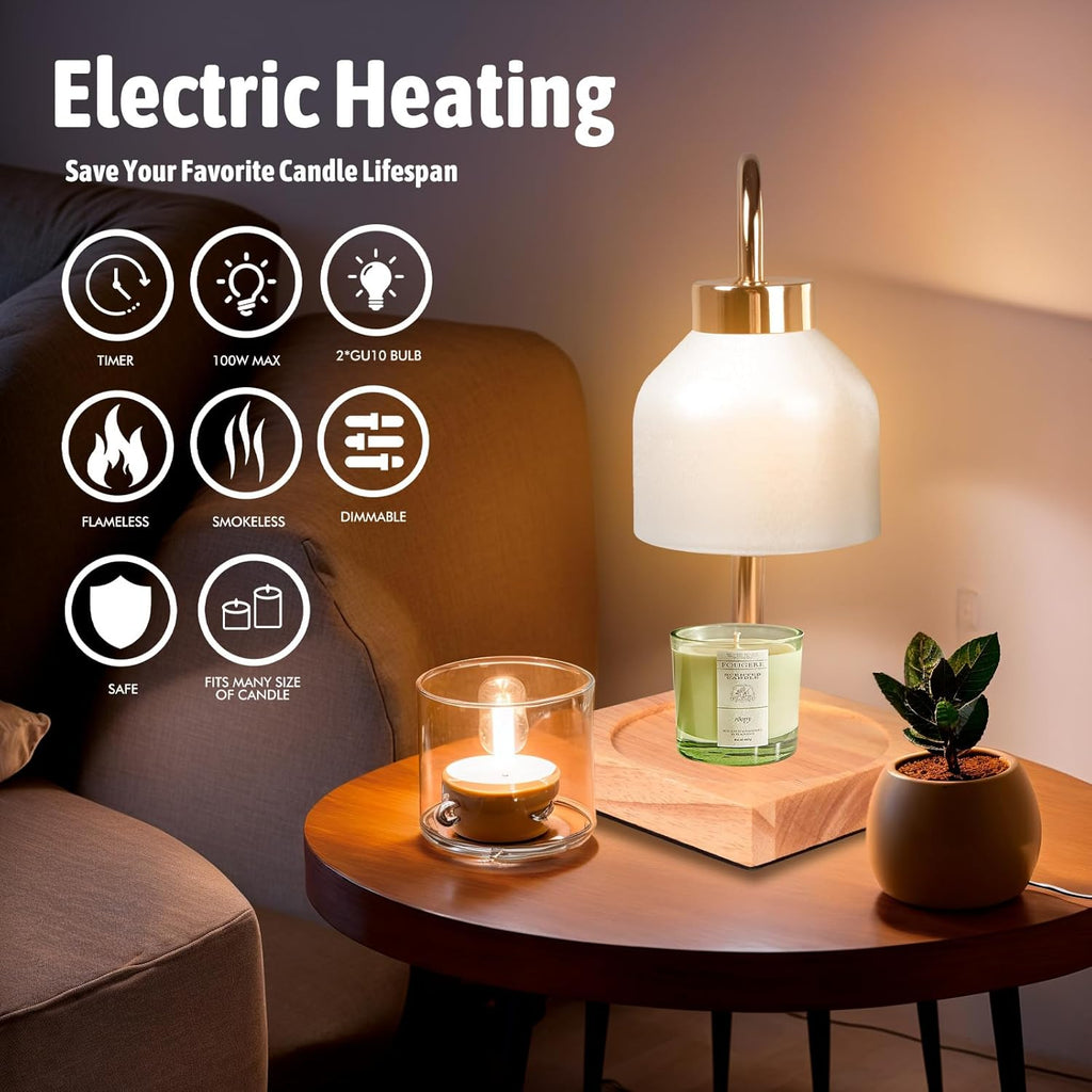 GEEZO Fragrance Candle Warmer Lamp，Electric Candle Warmer with Timer &amp; Dimmer，Mom Christmas Birthday Gifts for Women, House Warming Gifts New Home Bedroom Decor