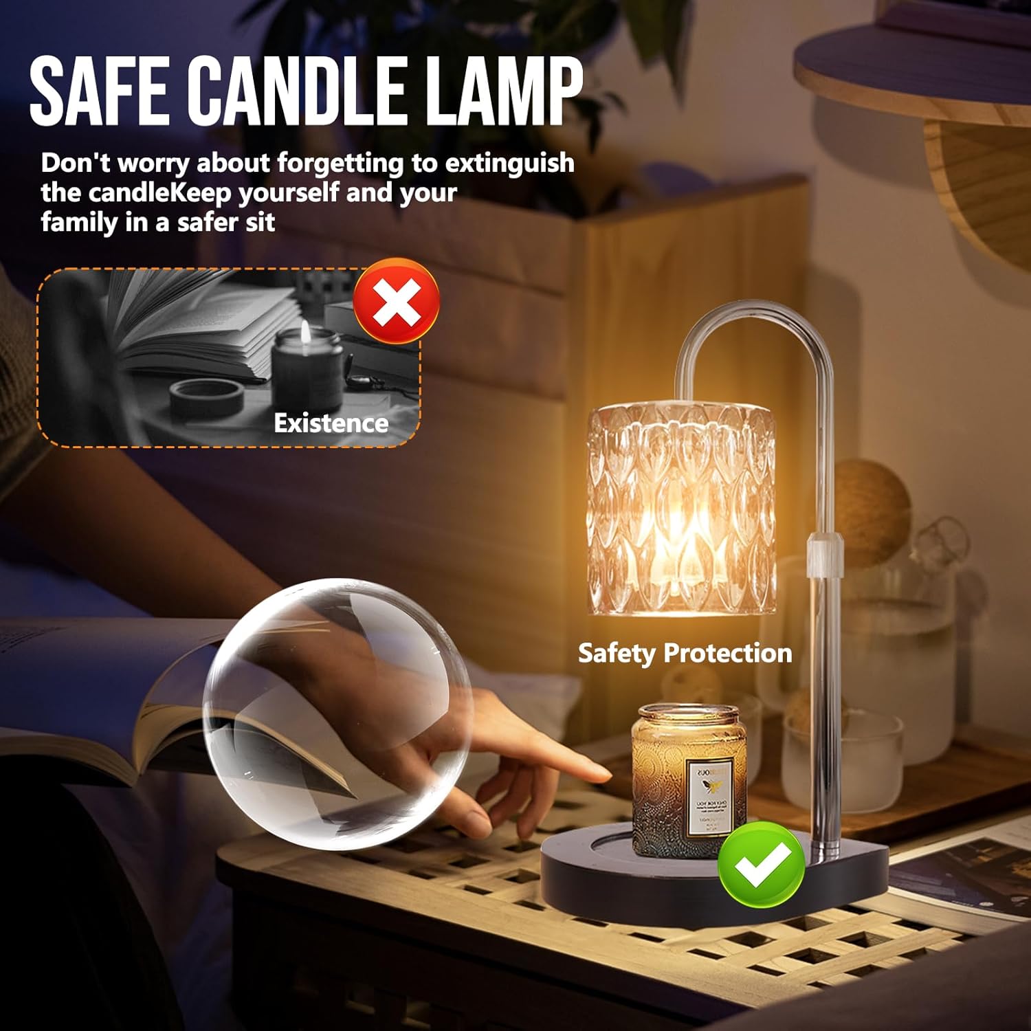GEEZO Fragrance Candle Warmer Lamp，Electric Candle Warmer with Timer &amp; Dimmer，Mom Christmas Birthday Gifts for Women, House Warming Gifts New Home Bedroom Decor