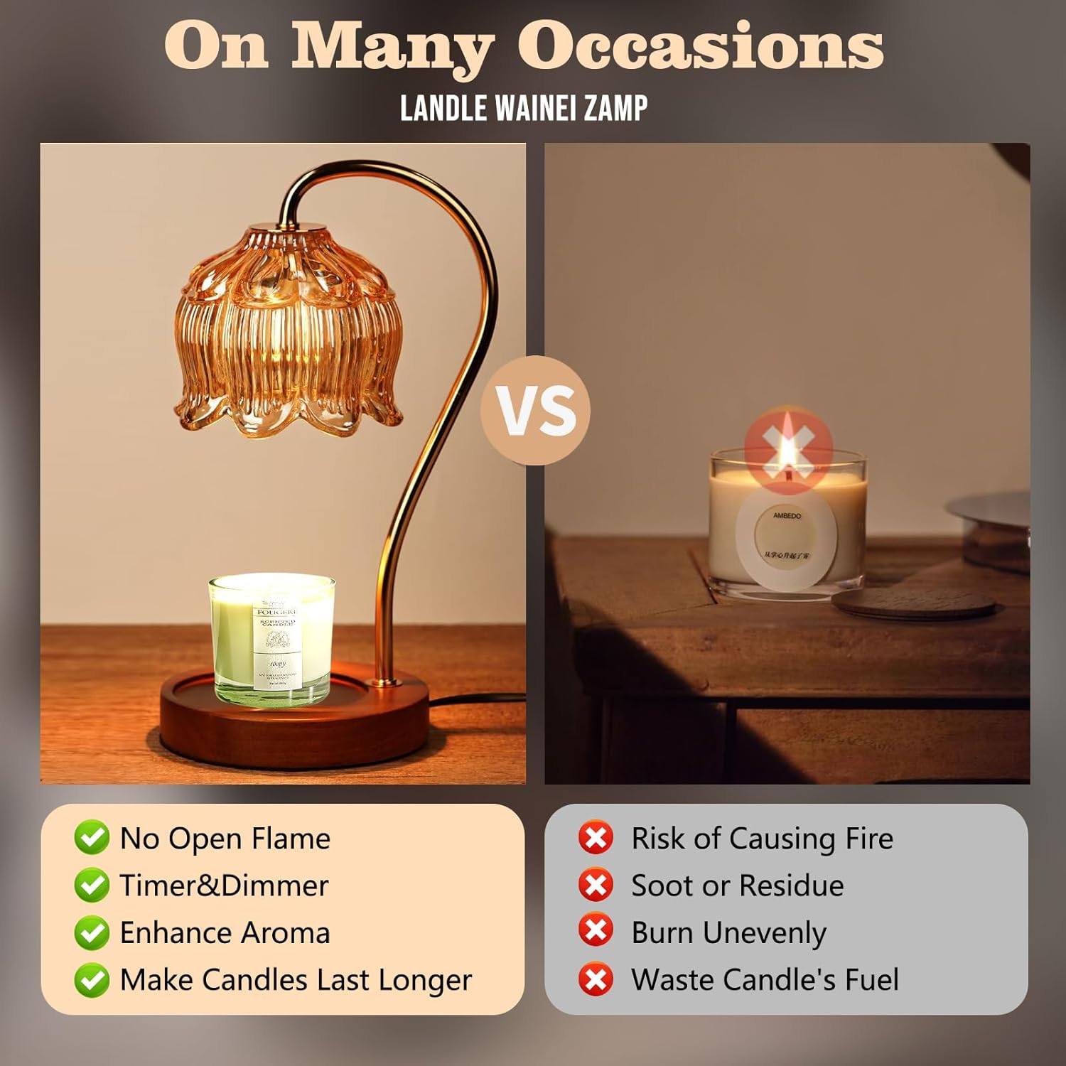 GEEZO Fragrance Candle Warmer Lamp，Electric Candle Warmer with Timer &amp; Dimmer，Mom Christmas Birthday Gifts for Women, House Warming Gifts New Home Bedroom Decor