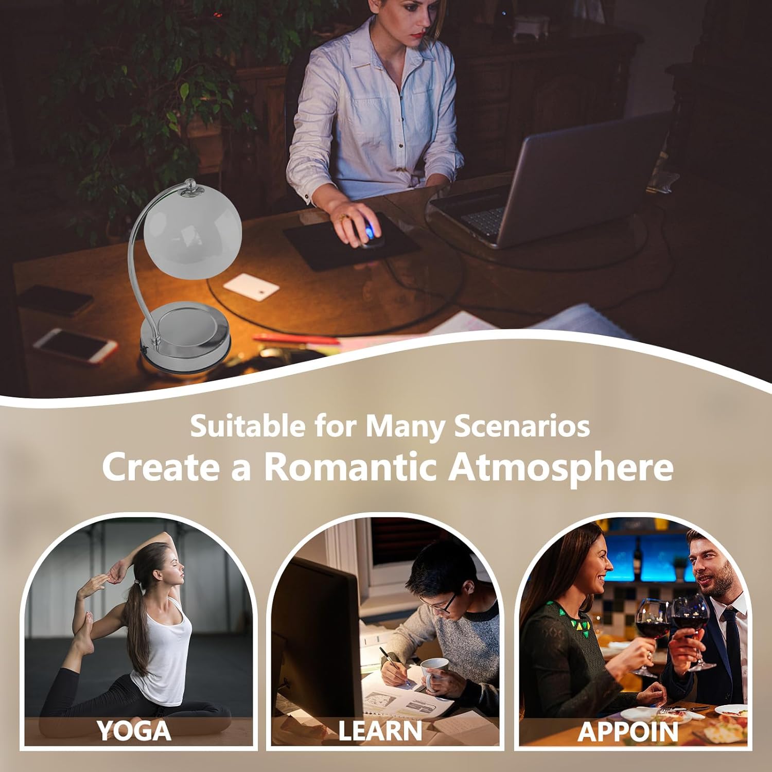GEEZO Fragrance Candle Warmer Lamp，Electric Candle Warmer with Timer &amp; Dimmer，Mom Christmas Birthday Gifts for Women, House Warming Gifts New Home Bedroom Decor