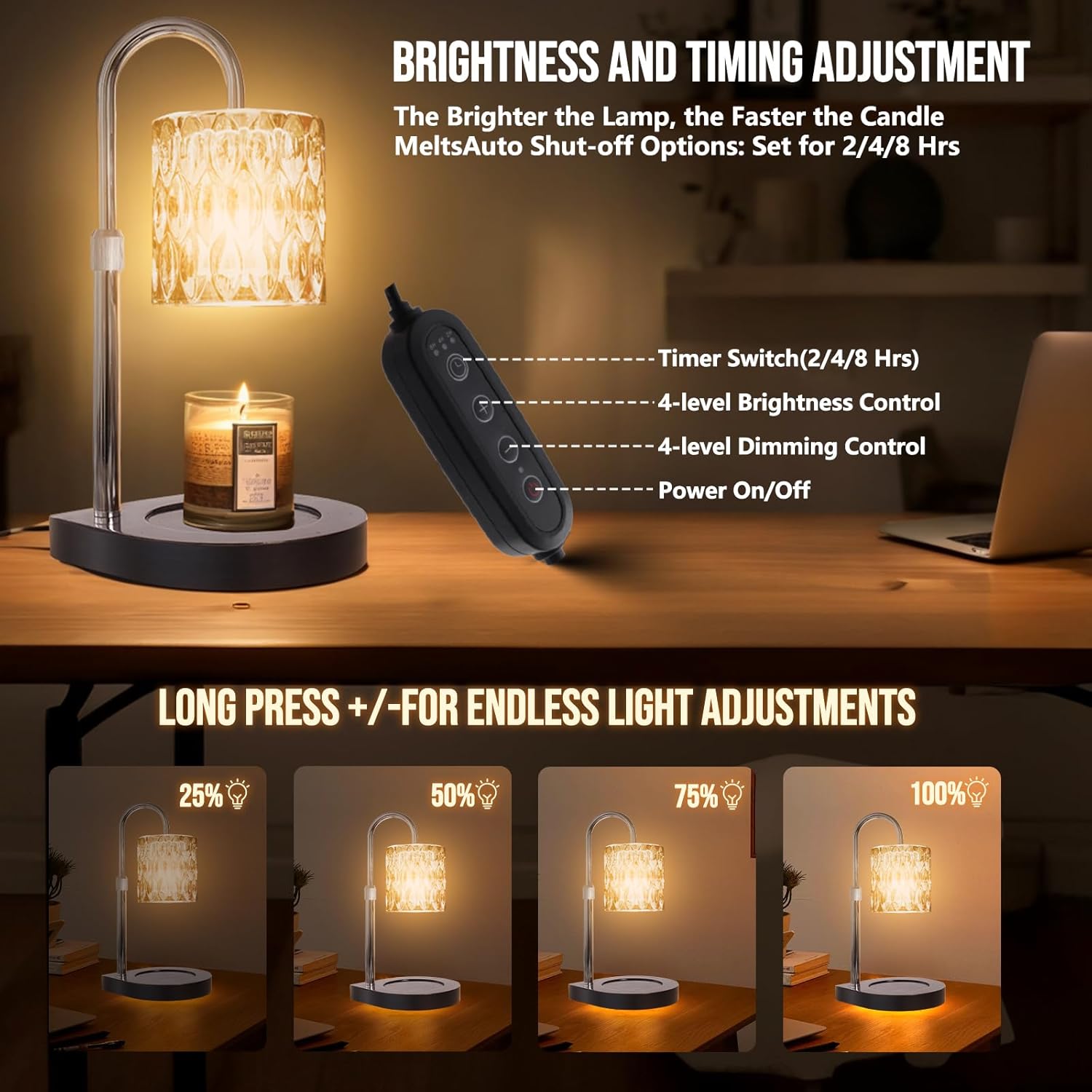 GEEZO Fragrance Candle Warmer Lamp，Electric Candle Warmer with Timer &amp; Dimmer，Mom Christmas Birthday Gifts for Women, House Warming Gifts New Home Bedroom Decor