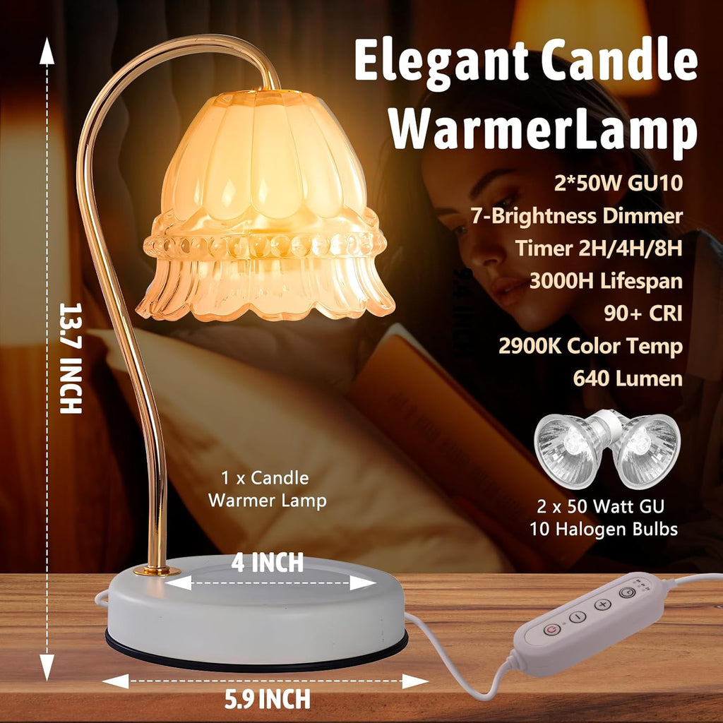 GEEZO Fragrance Candle Warmer Lamp，Electric Candle Warmer with Timer &amp; Dimmer，Mom Christmas Birthday Gifts for Women, House Warming Gifts New Home Bedroom Decor