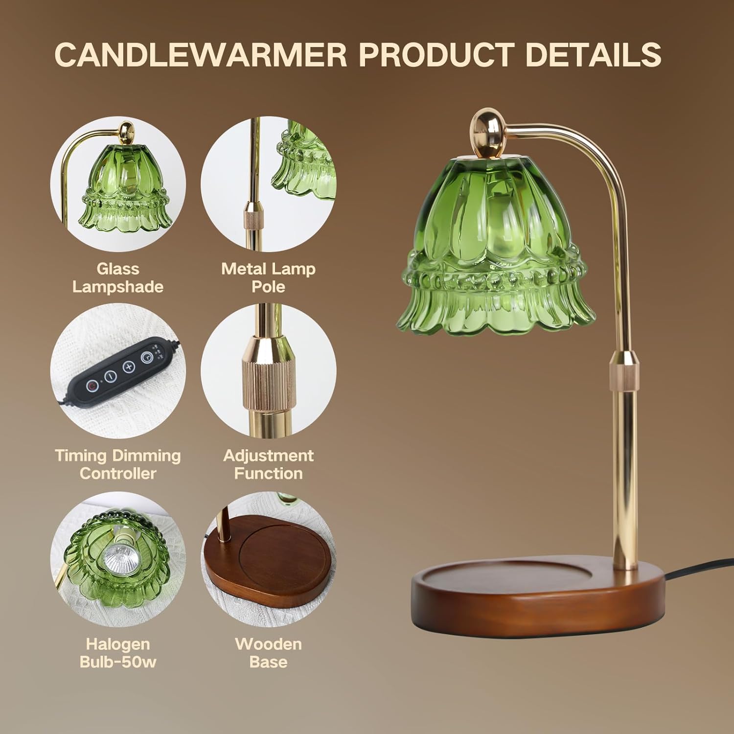 GEEZO Fragrance Candle Warmer Lamp，Electric Candle Warmer with Timer &amp; Dimmer，Mom Christmas Birthday Gifts for Women, House Warming Gifts New Home Bedroom Decor
