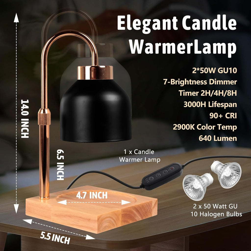 GEEZO Fragrance Candle Warmer Lamp，Electric Candle Warmer with Timer &amp; Dimmer，Mom Christmas Birthday Gifts for Women, House Warming Gifts New Home Bedroom Decor