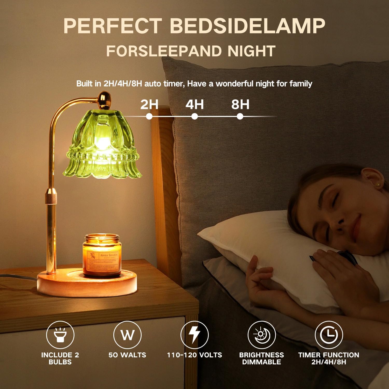 GEEZO Fragrance Candle Warmer Lamp，Electric Candle Warmer with Timer &amp; Dimmer，Mom Christmas Birthday Gifts for Women, House Warming Gifts New Home Bedroom Decor