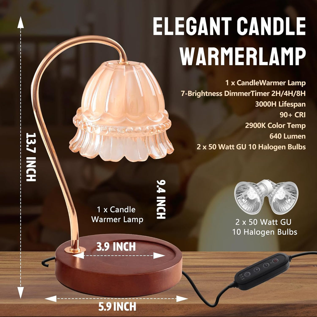 GEEZO Fragrance Candle Warmer Lamp，Electric Candle Warmer with Timer &amp; Dimmer，Mom Christmas Birthday Gifts for Women, House Warming Gifts New Home Bedroom Decor