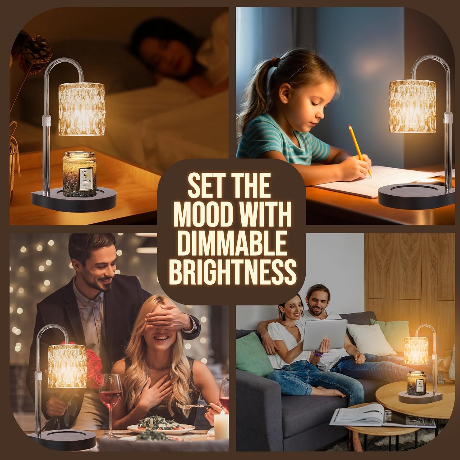 GEEZO Fragrance Candle Warmer Lamp，Electric Candle Warmer with Timer &amp; Dimmer，Mom Christmas Birthday Gifts for Women, House Warming Gifts New Home Bedroom Decor