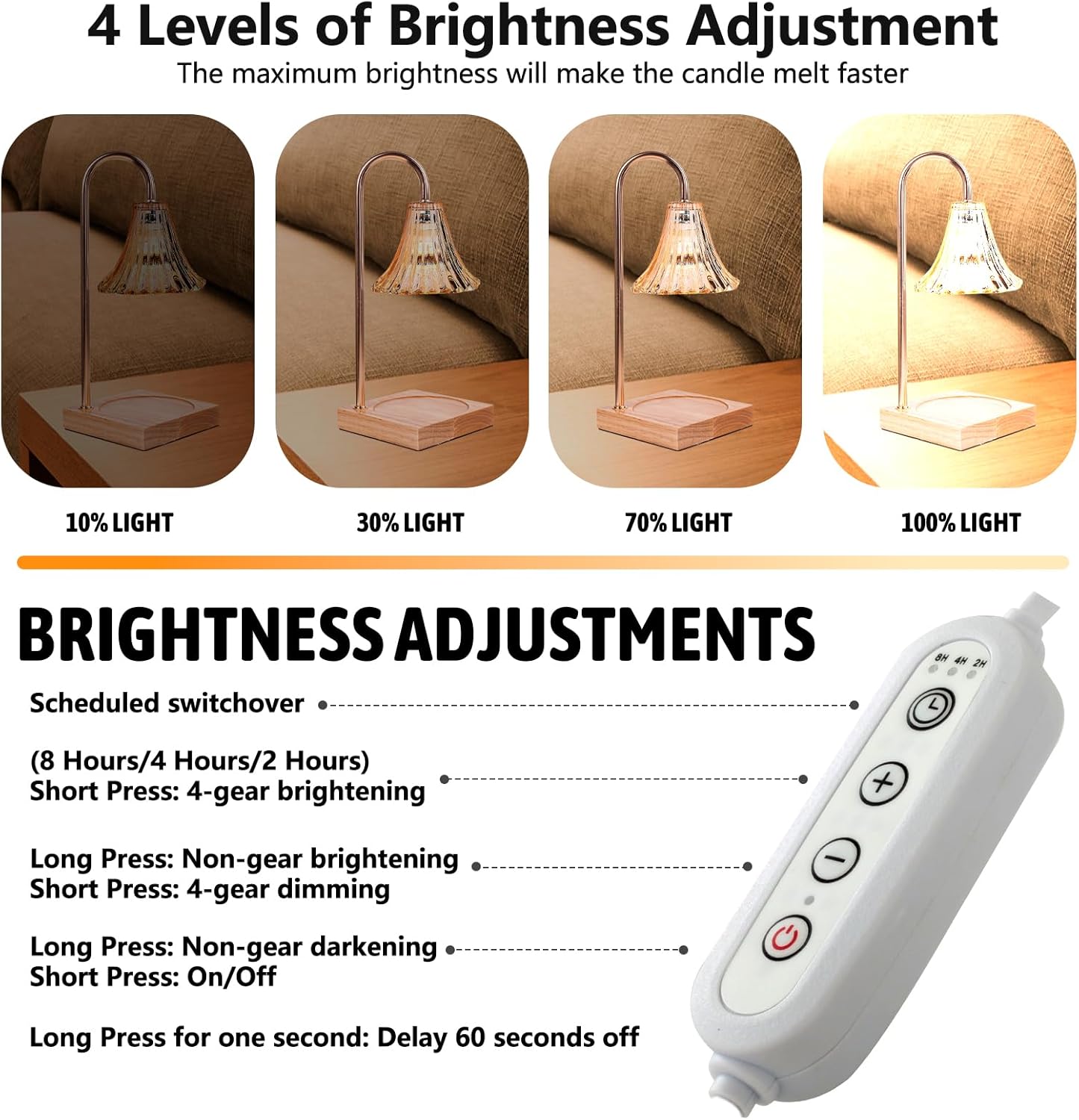GEEZO Fragrance Candle Warmer Lamp，Electric Candle Warmer with Timer &amp; Dimmer，Mom Christmas Birthday Gifts for Women, House Warming Gifts New Home Bedroom Decor