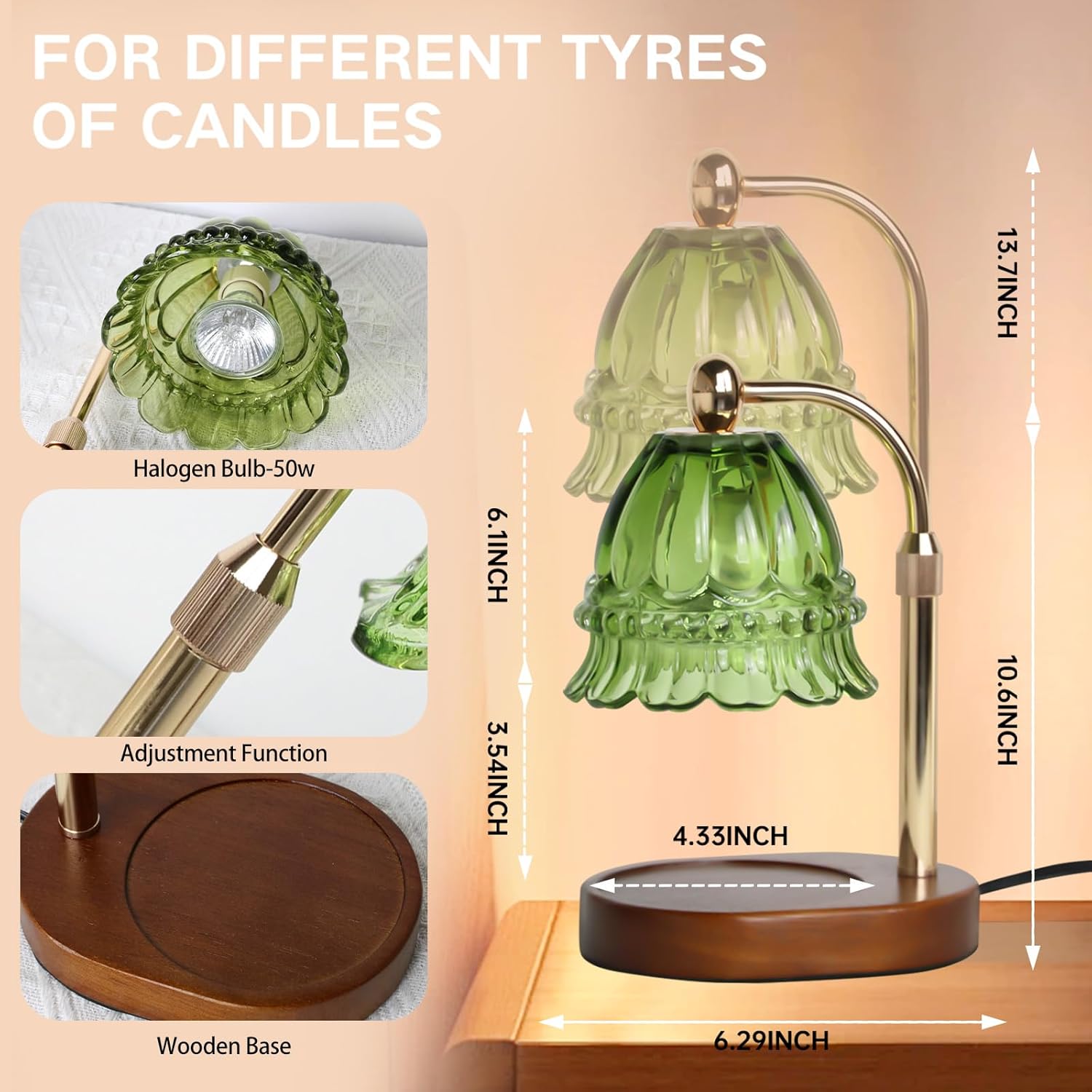 GEEZO Fragrance Candle Warmer Lamp，Electric Candle Warmer with Timer &amp; Dimmer，Mom Christmas Birthday Gifts for Women, House Warming Gifts New Home Bedroom Decor