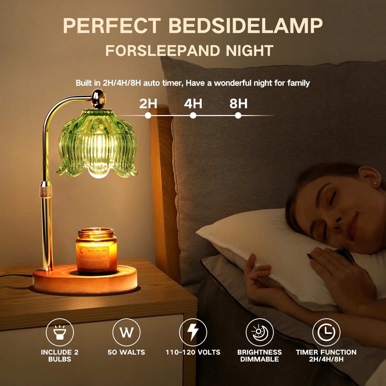 GEEZO Fragrance Candle Warmer Lamp，Electric Candle Warmer with Timer &amp; Dimmer，Mom Christmas Birthday Gifts for Women, House Warming Gifts New Home Bedroom Decor
