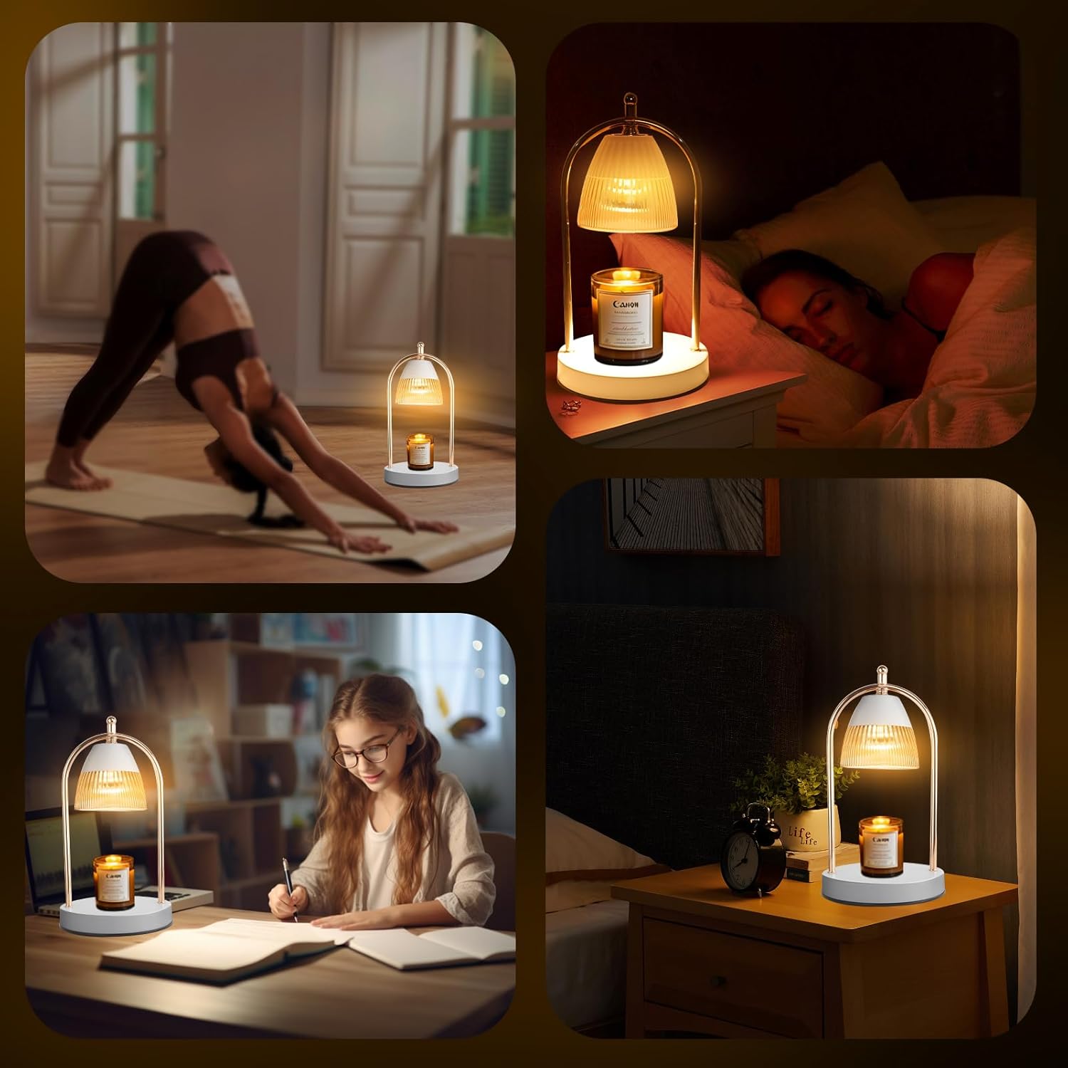 GEEZO Fragrance Candle Warmer Lamp，Electric Candle Warmer with Timer &amp; Dimmer，Mom Christmas Birthday Gifts for Women, House Warming Gifts New Home Bedroom Decor