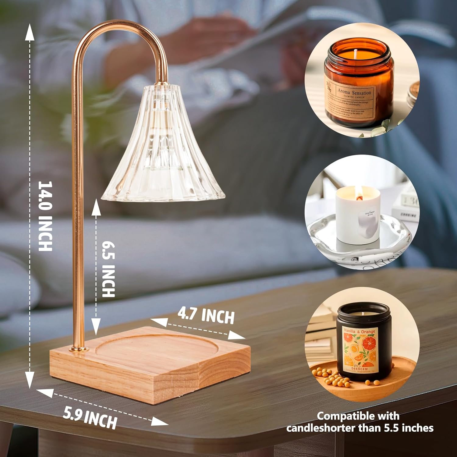 GEEZO Fragrance Candle Warmer Lamp，Electric Candle Warmer with Timer &amp; Dimmer，Mom Christmas Birthday Gifts for Women, House Warming Gifts New Home Bedroom Decor