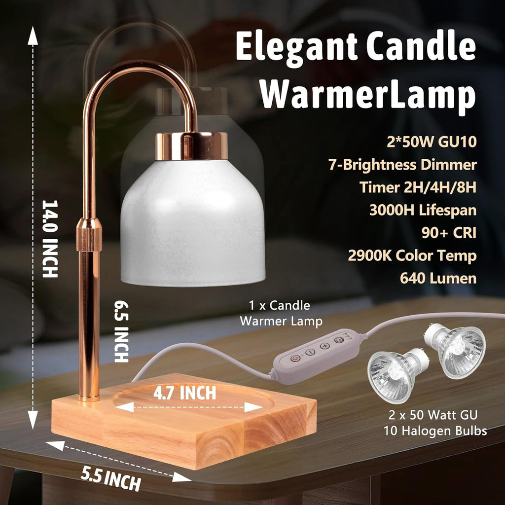 GEEZO Fragrance Candle Warmer Lamp，Electric Candle Warmer with Timer &amp; Dimmer，Mom Christmas Birthday Gifts for Women, House Warming Gifts New Home Bedroom Decor