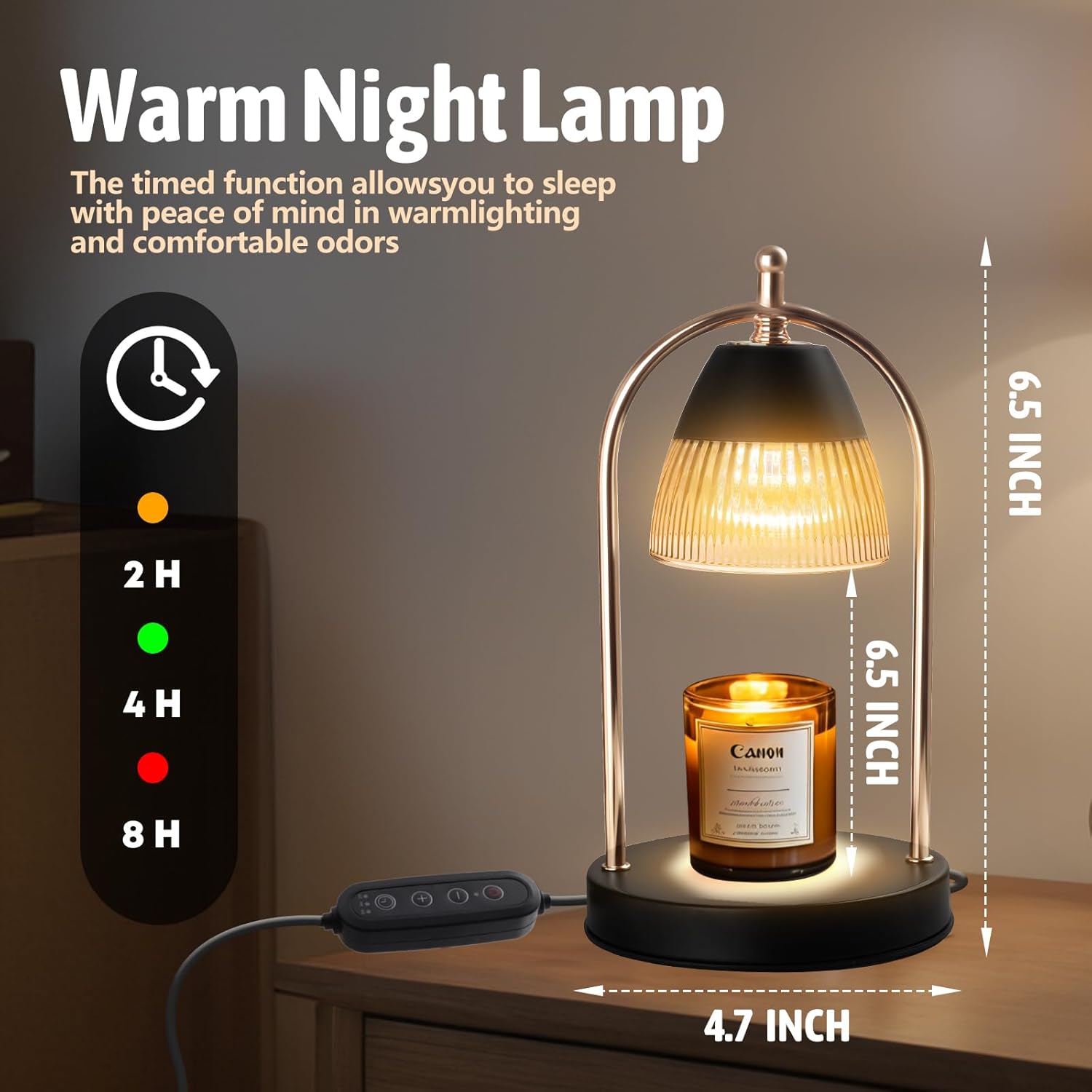 GEEZO Fragrance Candle Warmer Lamp，Electric Candle Warmer with Timer &amp; Dimmer，Mom Christmas Birthday Gifts for Women, House Warming Gifts New Home Bedroom Decor