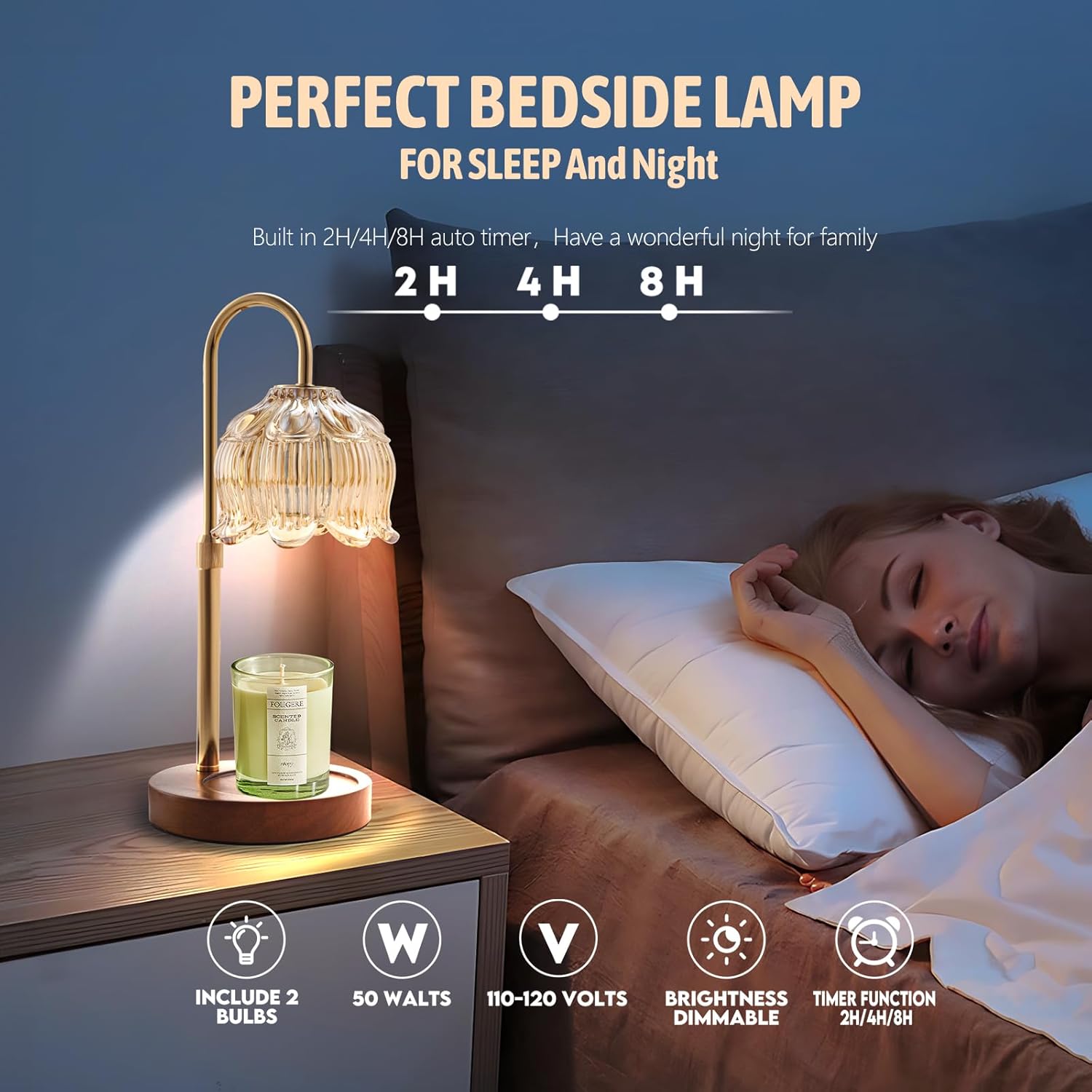 GEEZO Fragrance Candle Warmer Lamp，Electric Candle Warmer with Timer &amp; Dimmer，Mom Christmas Birthday Gifts for Women, House Warming Gifts New Home Bedroom Decor