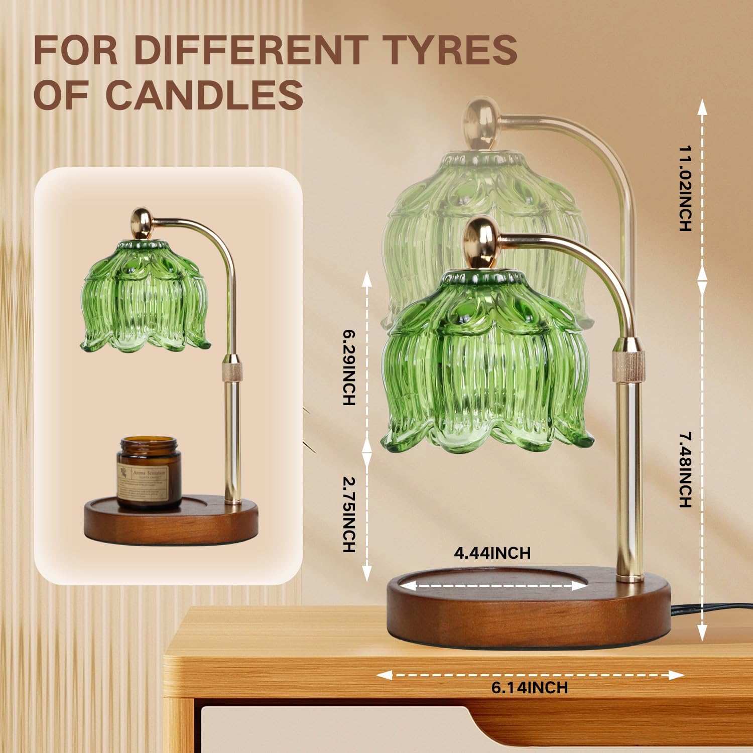 GEEZO Fragrance Candle Warmer Lamp，Electric Candle Warmer with Timer &amp; Dimmer，Mom Christmas Birthday Gifts for Women, House Warming Gifts New Home Bedroom Decor
