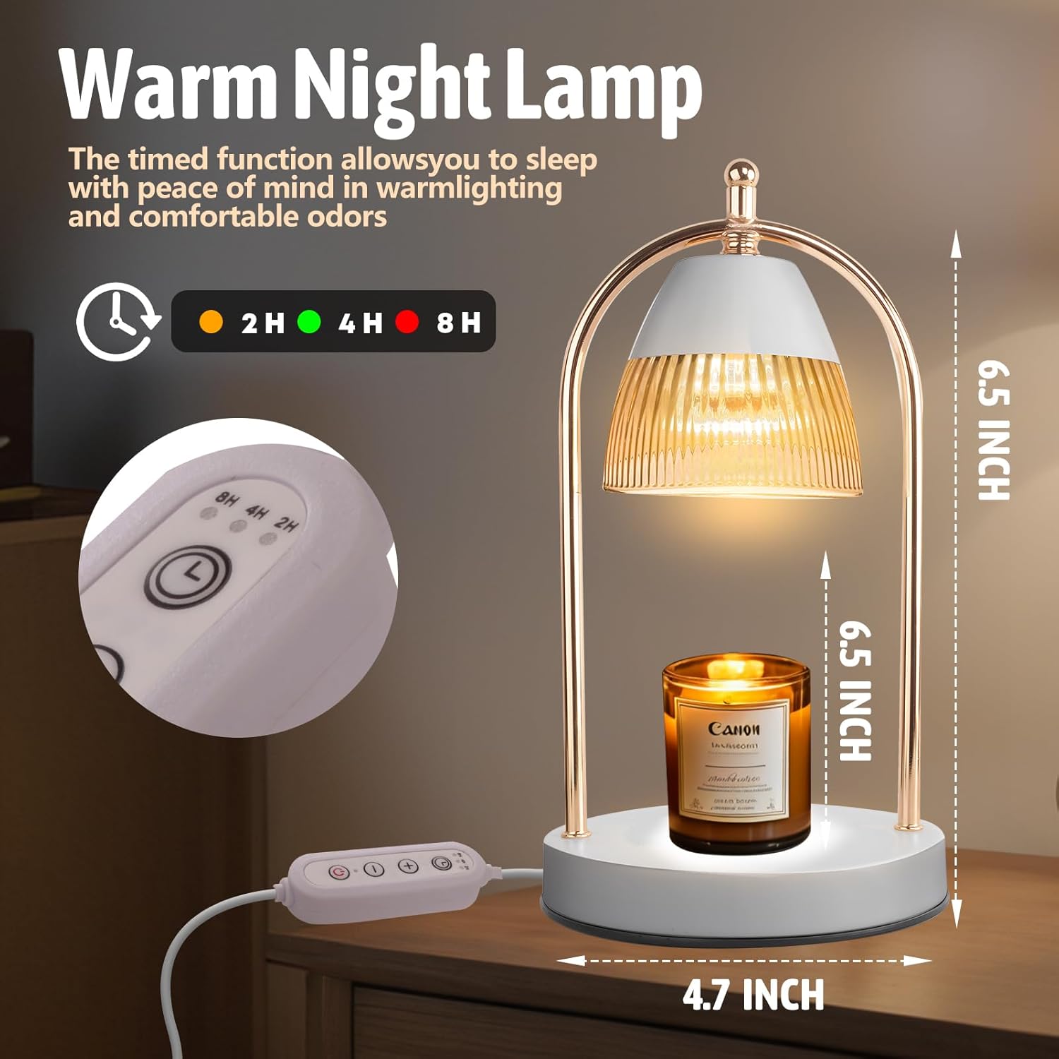 GEEZO Fragrance Candle Warmer Lamp，Electric Candle Warmer with Timer &amp; Dimmer，Mom Christmas Birthday Gifts for Women, House Warming Gifts New Home Bedroom Decor