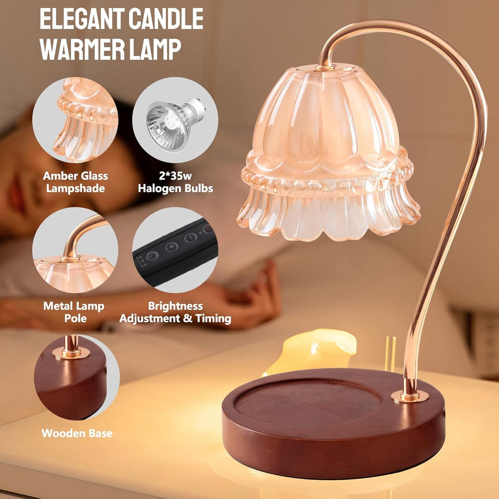 GEEZO Fragrance Candle Warmer Lamp，Electric Candle Warmer with Timer &amp; Dimmer，Mom Christmas Birthday Gifts for Women, House Warming Gifts New Home Bedroom Decor