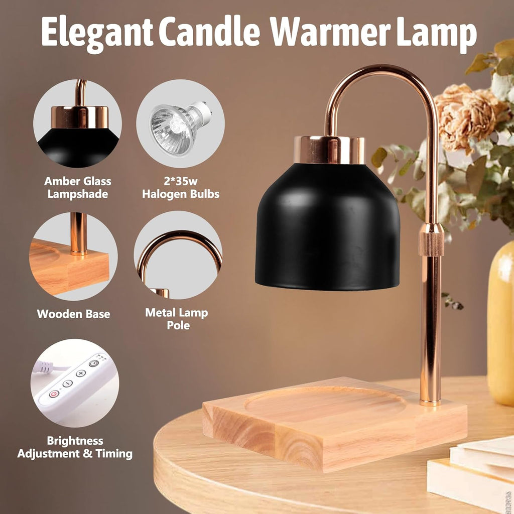 GEEZO Fragrance Candle Warmer Lamp，Electric Candle Warmer with Timer &amp; Dimmer，Mom Christmas Birthday Gifts for Women, House Warming Gifts New Home Bedroom Decor