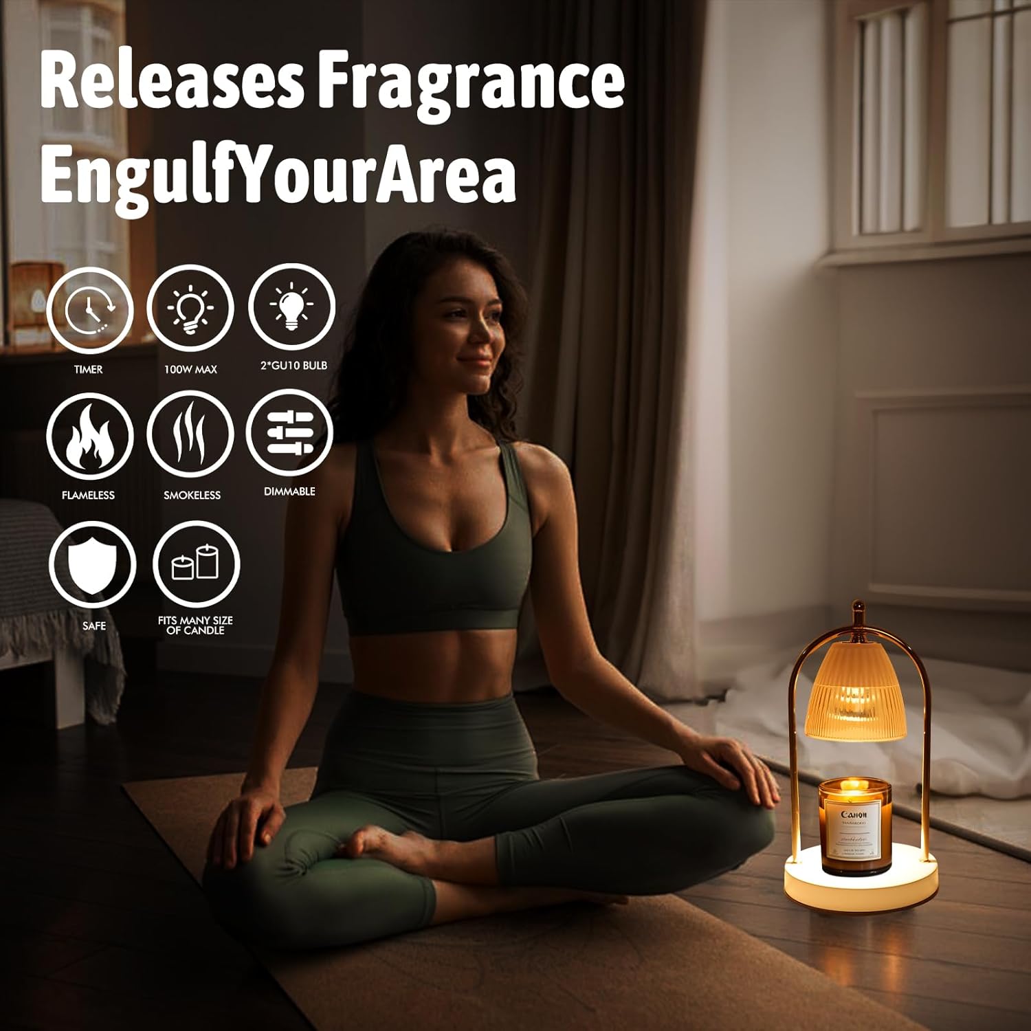 GEEZO Fragrance Candle Warmer Lamp，Electric Candle Warmer with Timer &amp; Dimmer，Mom Christmas Birthday Gifts for Women, House Warming Gifts New Home Bedroom Decor