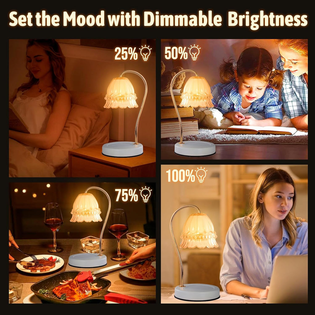 GEEZO Fragrance Candle Warmer Lamp，Electric Candle Warmer with Timer &amp; Dimmer，Mom Christmas Birthday Gifts for Women, House Warming Gifts New Home Bedroom Decor