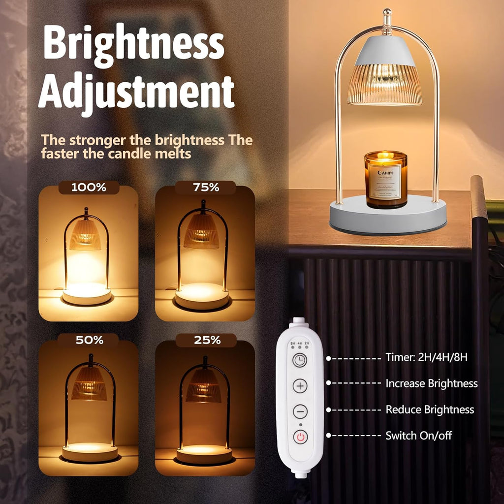 GEEZO Fragrance Candle Warmer Lamp，Electric Candle Warmer with Timer &amp; Dimmer，Mom Christmas Birthday Gifts for Women, House Warming Gifts New Home Bedroom Decor