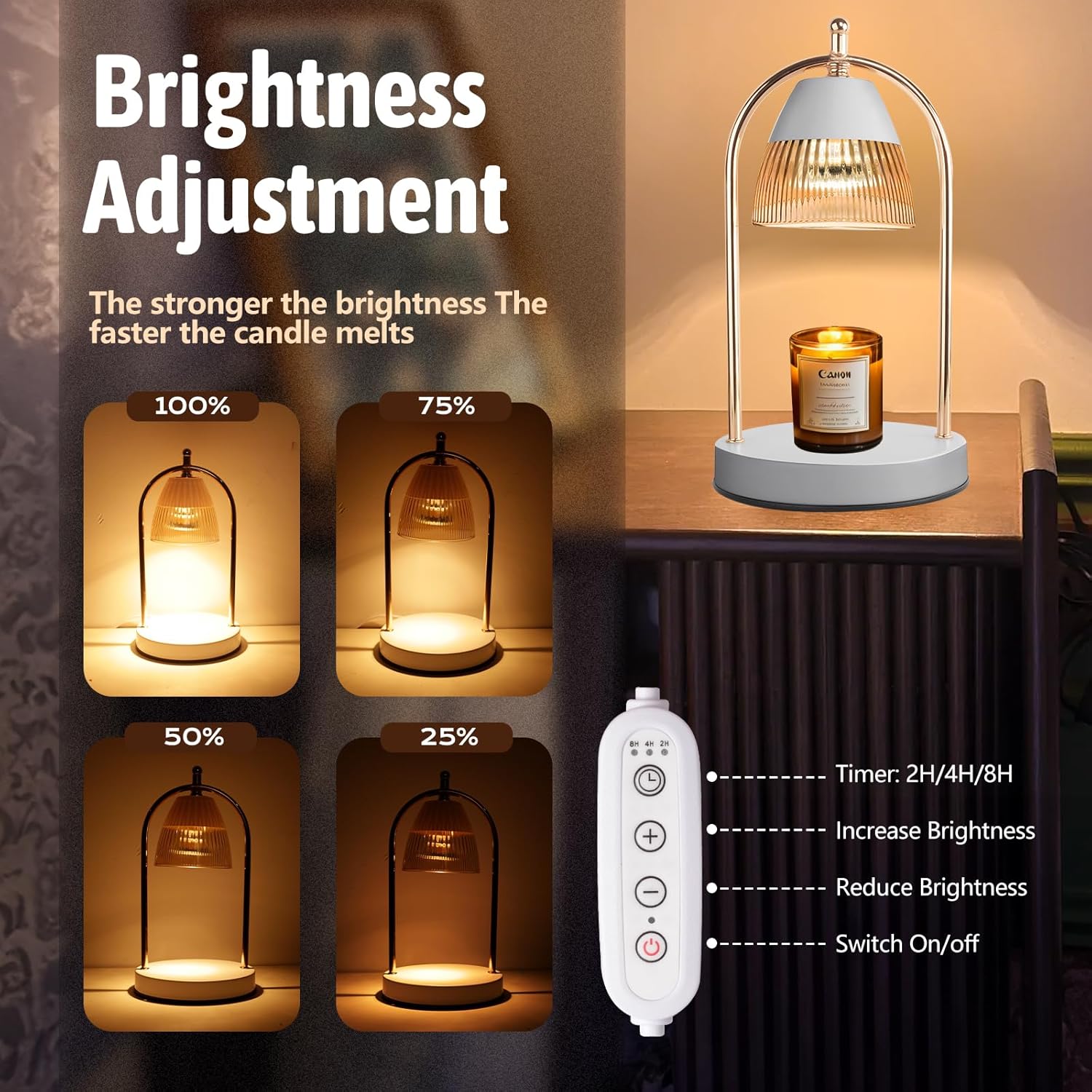 GEEZO Fragrance Candle Warmer Lamp，Electric Candle Warmer with Timer &amp; Dimmer，Mom Christmas Birthday Gifts for Women, House Warming Gifts New Home Bedroom Decor