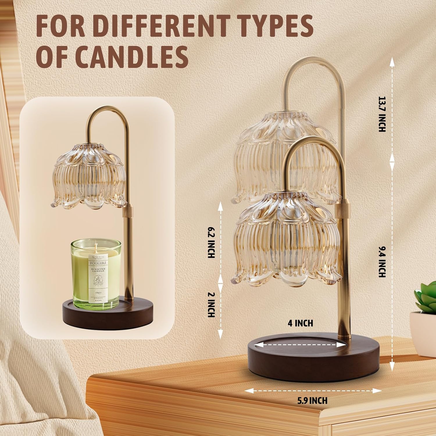 GEEZO Fragrance Candle Warmer Lamp，Electric Candle Warmer with Timer &amp; Dimmer，Mom Christmas Birthday Gifts for Women, House Warming Gifts New Home Bedroom Decor
