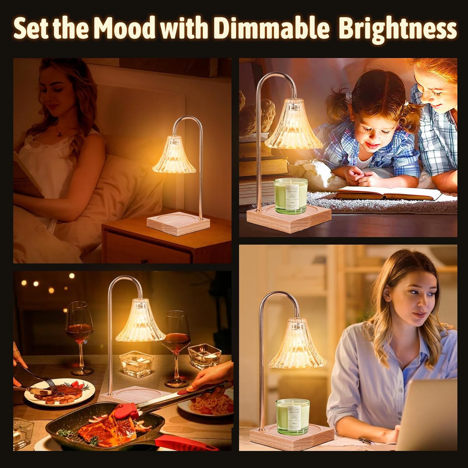 GEEZO Fragrance Candle Warmer Lamp，Electric Candle Warmer with Timer &amp; Dimmer，Mom Christmas Birthday Gifts for Women, House Warming Gifts New Home Bedroom Decor