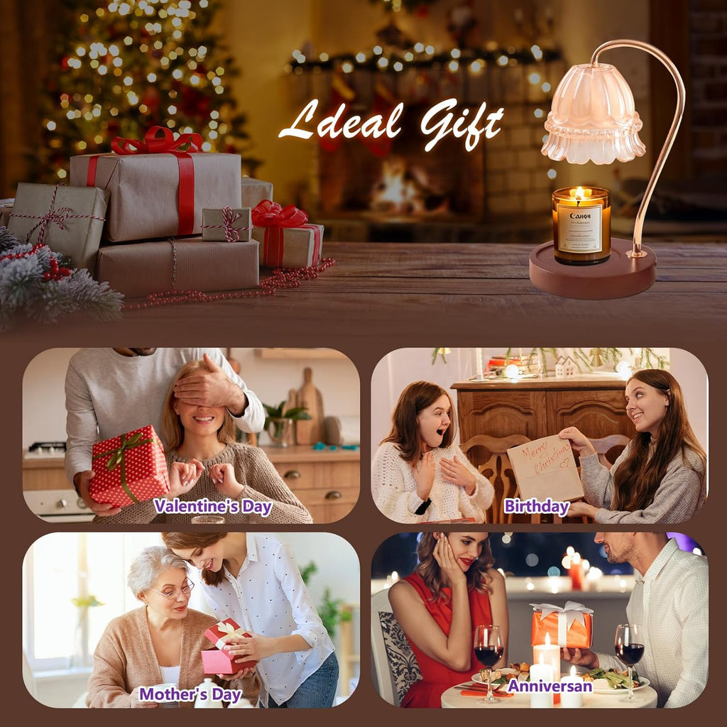 GEEZO Fragrance Candle Warmer Lamp，Electric Candle Warmer with Timer &amp; Dimmer，Mom Christmas Birthday Gifts for Women, House Warming Gifts New Home Bedroom Decor