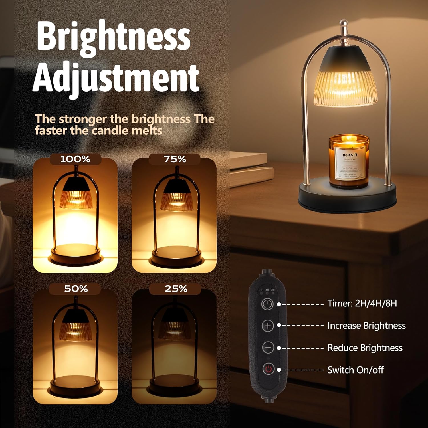 GEEZO Fragrance Candle Warmer Lamp，Electric Candle Warmer with Timer &amp; Dimmer，Mom Christmas Birthday Gifts for Women, House Warming Gifts New Home Bedroom Decor